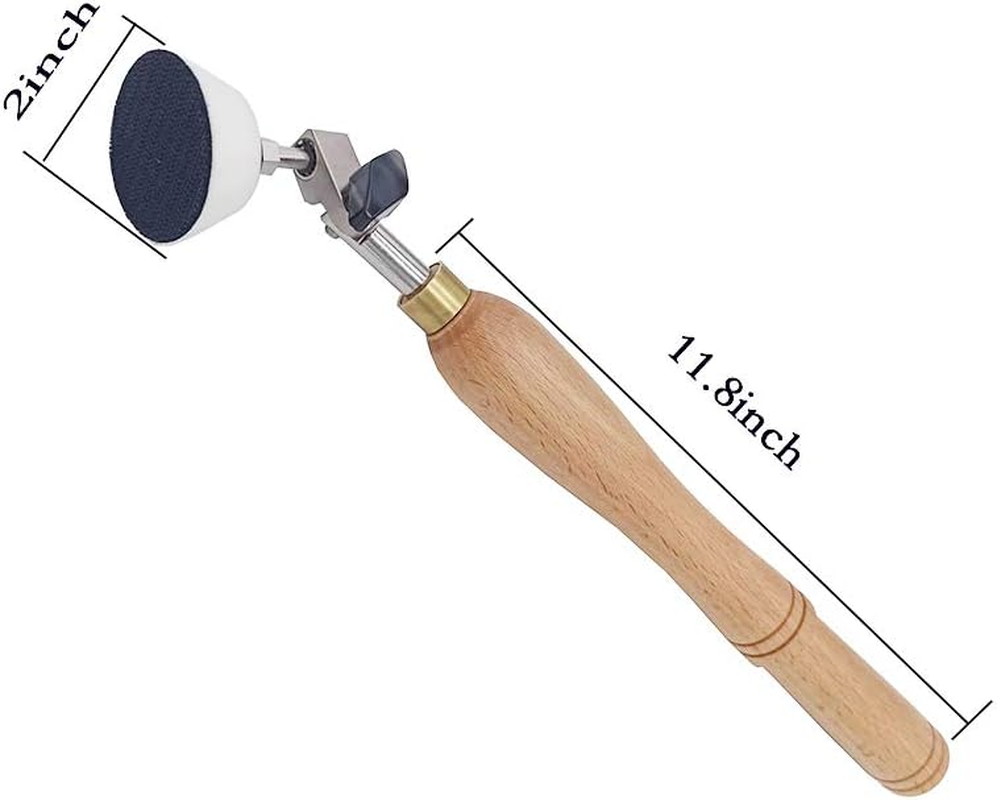 Bowl Sander, Sanding Tool for Woodworking, with 2 Inch Hook and Loop Sanding PU Pad and 11.8 Inch Long Hardwood Handle, Total 50 Pcs Sandpaper Discs in Grits 80/120/150/180/240 image number 3