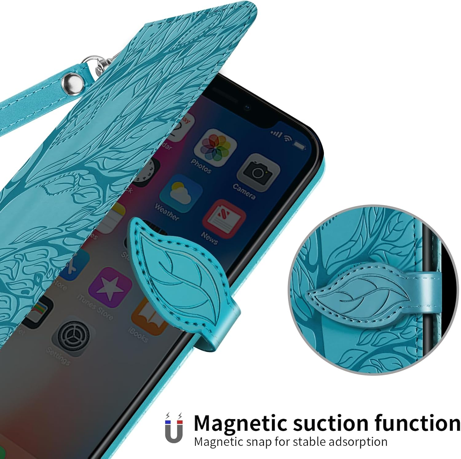 CXTCASE Case for Samsung Galaxy S25 FE PU Leather Folio Flip Cover with Card Slots, Magnetic Wallet Phone Case for Samsung Galaxy S25 FE - Blue image number 5