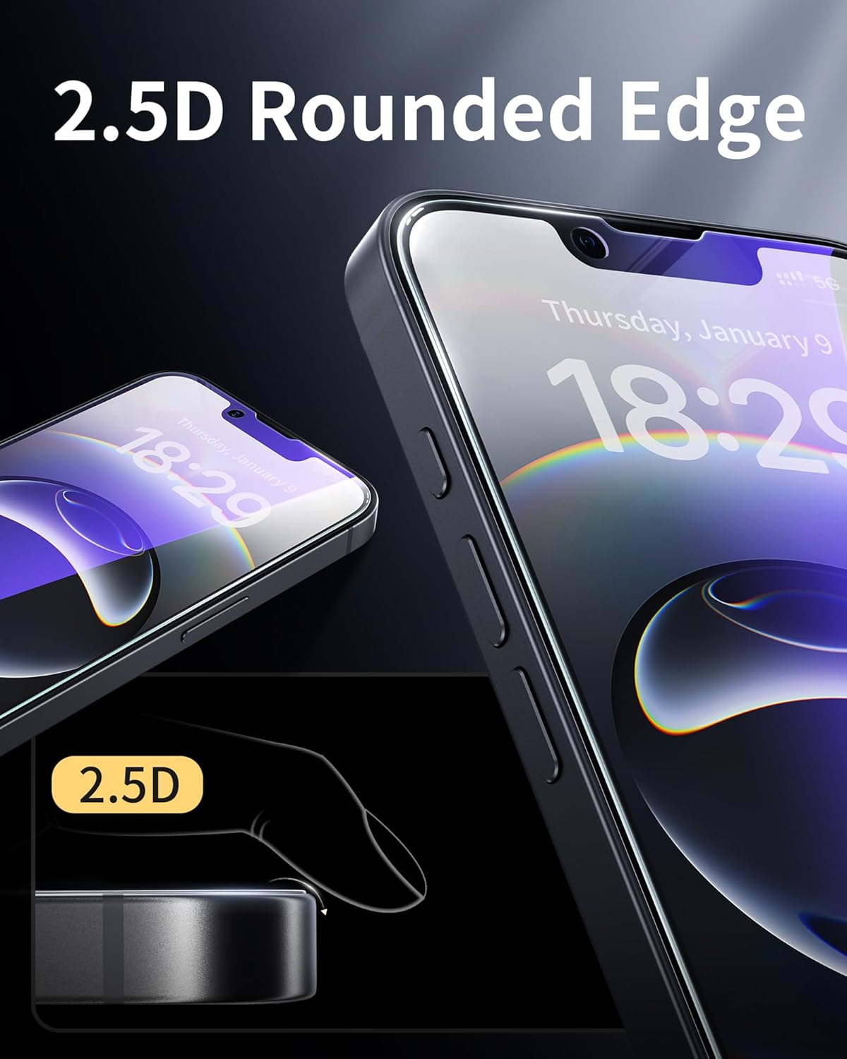 NIMASO for Iphone 16E/13 Pro/13/14 Screen Protector, 2 Pack anti Blue Light Tempered Glass, 9H Hardness Shockproof, Automatic Dust Removal, Instant Installation (6.1 Inches) image number 1