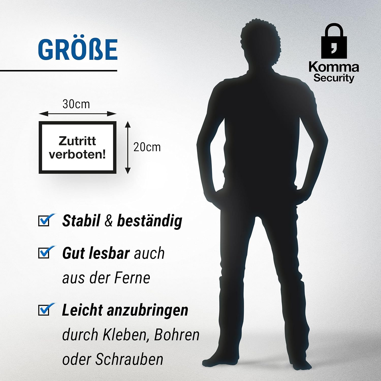 Komma Security Plastic Door Sign 30 X 20 Cm Warning Notice "Betreten Forbidden - Suitable for Doors Rooms Properties Apartments Sign Access No Authorised Forbidden image number 3