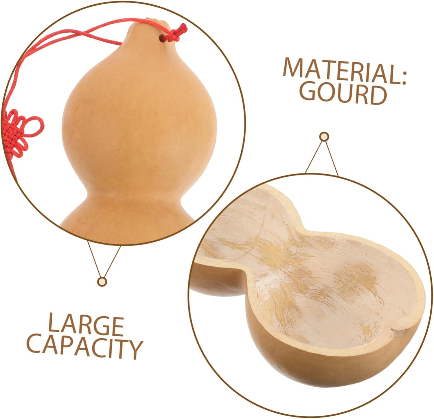 COOLHIYA Natural Gourd Water Scoop Half Gourd Ladle for Bathroom Hair Washing and Kitchen Gardening Water Dipper image number 2