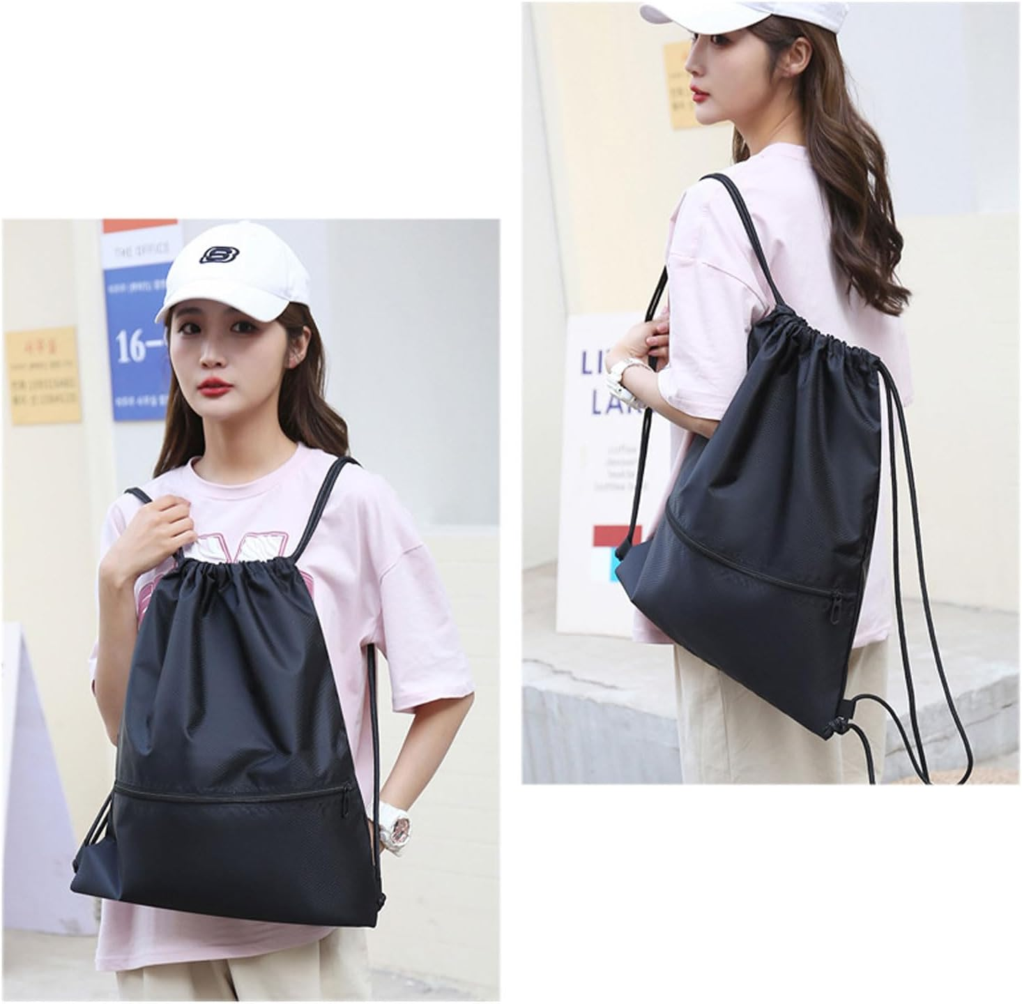 Drawstring Backpack String Bag，Water Resistant Gym Drawstring Bag for Men Sports Sackpack，Women and Children，Backpack for Sport, PE, Swim, Beach, Yoga, Travel image number 3