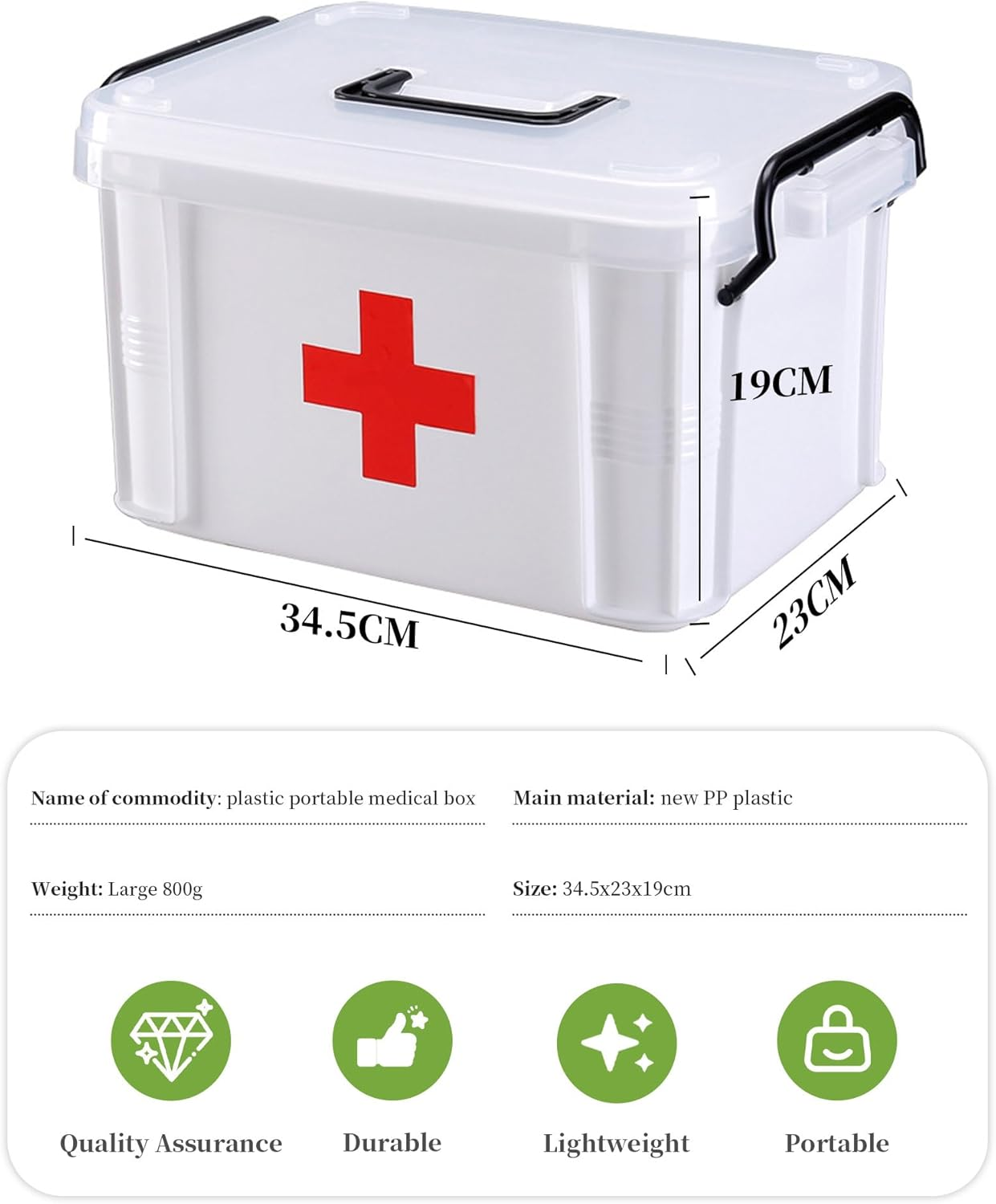 TRMFUSA Medicine Chest with Handle First Aid Kit II - 34.5 * 23 * 19 Cm image number 4