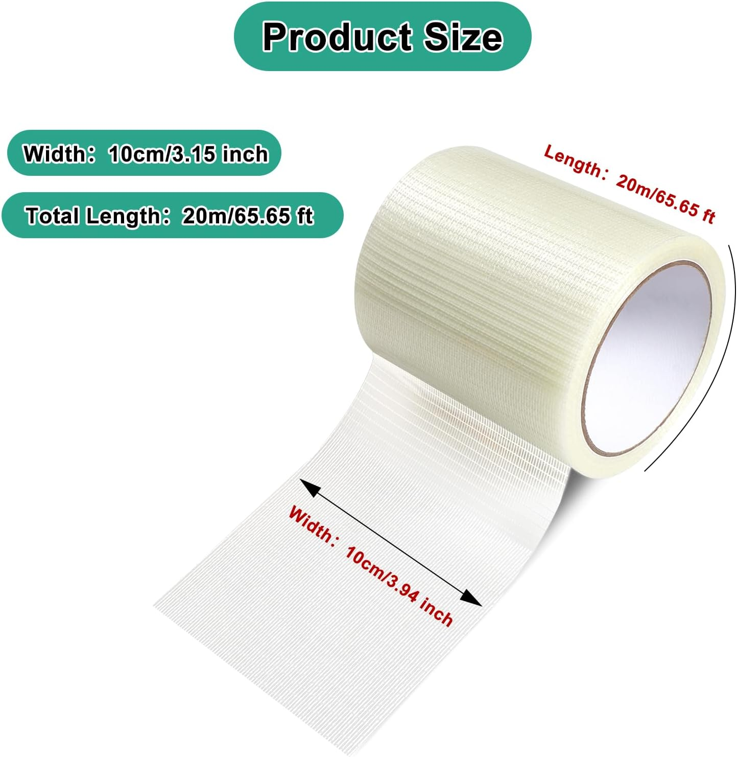 Fabric Repair Tape, Rv Awning Repair Kit, Clear Waterproof Tape for Sailboats, Trailer Awnings, Boat Covers, Rv Covers (3.94Inch-65.62Ft) image number 3