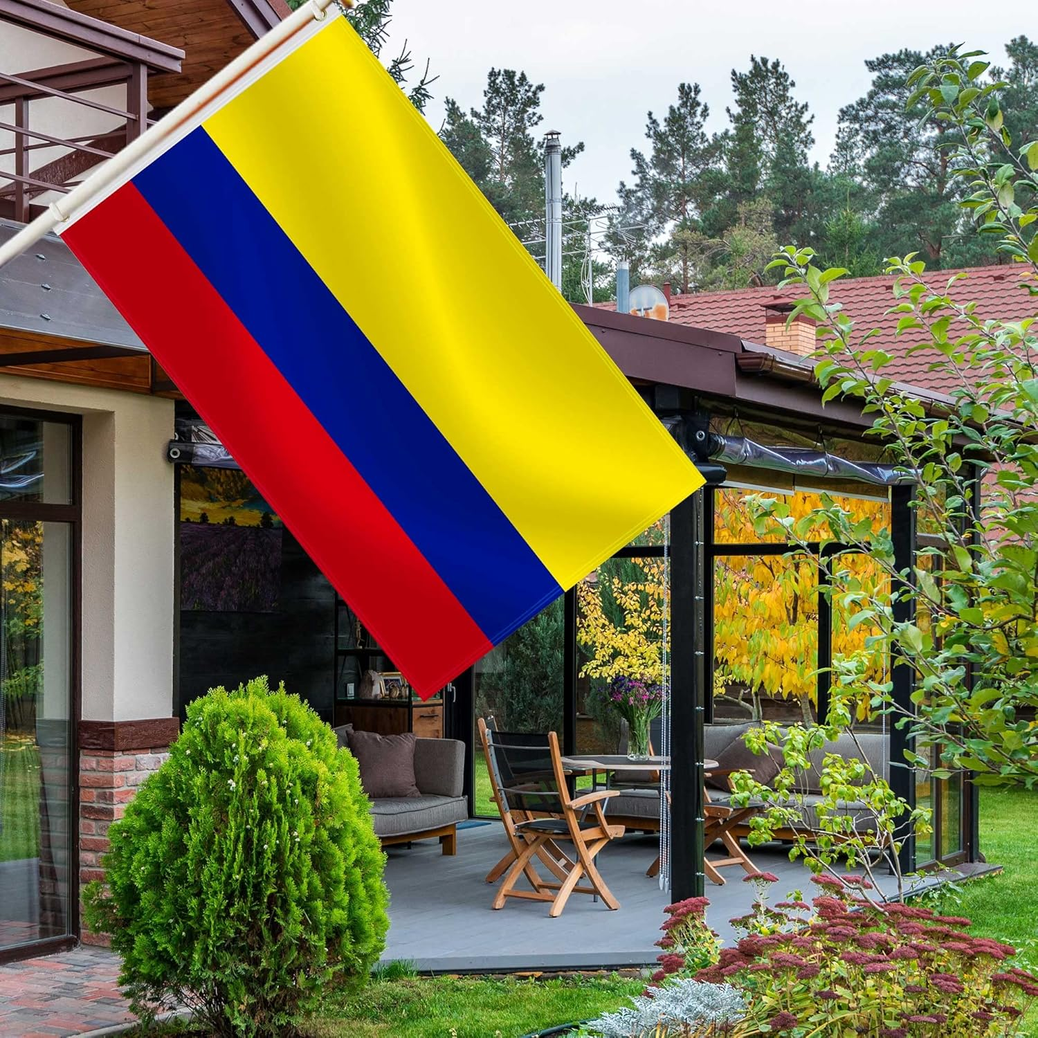 3&times;5 FT Colombia Flag,Large Colombians National Decor,Double Side Digital Printed 75D Polyester Banner with Canvas Header Brass Grommet image number 2