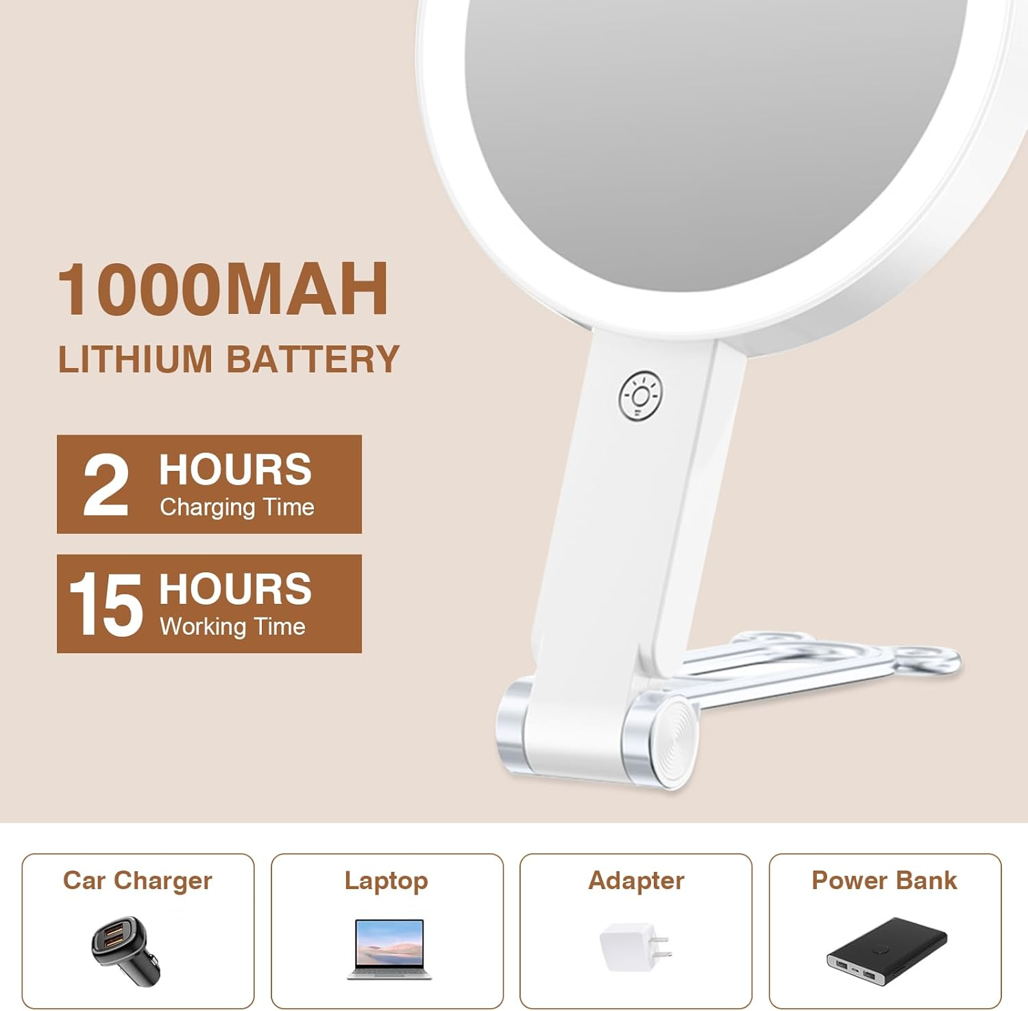 UOEPOWA 20X Magnifying Makeup Mirror, Mirror with 3 Modes Light and Adjustable Brightness, Hanging and Handheld Mirror, Portable Travel Makeup Mirror, 1X20X Double Sided Vanity Mirrors for Women