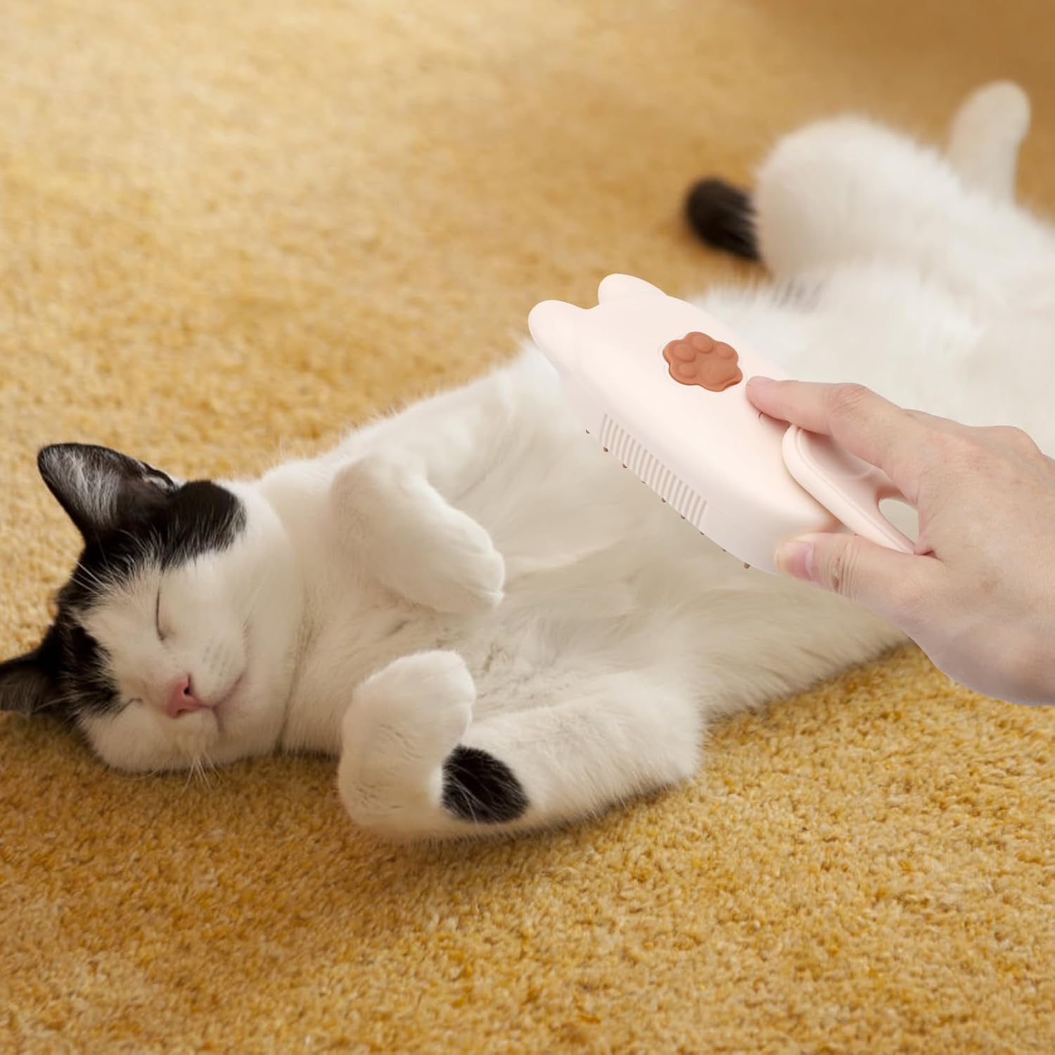 Steamy Cat Brush with Steamy Pet Brush Dog Cat Brush with Water Steam Brush for Cats Dogs Pet Spray Massage Comb Cat Comb with Steam Pet Comb Cat Hair Brush Beige image number 2