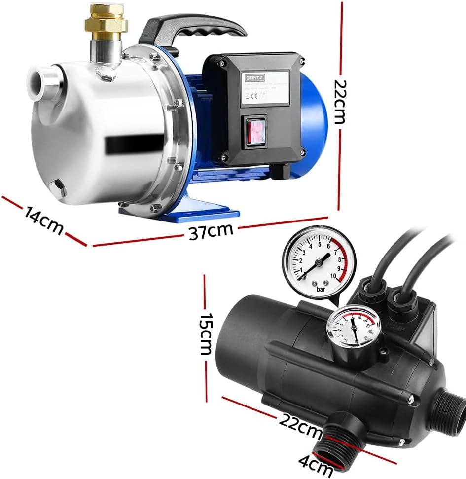 GIANTZ Water Pump, 2300W 240V Electric High Pressure Garden Jet Pumps Controller Irrigation Black image number 4
