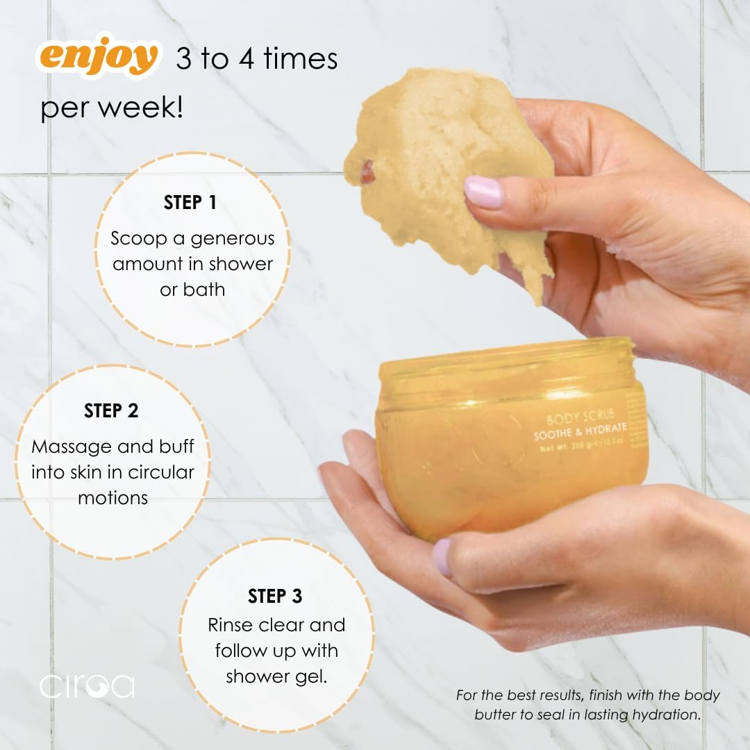 Ciroa Beauty Mango & Coconut Body Scrub 350G | with Shea Butter & Jojoba Oil | Buffs, Protects & Hydrates | Leaves Skin Soft, Smooth & Nourished | Vegan image number 1