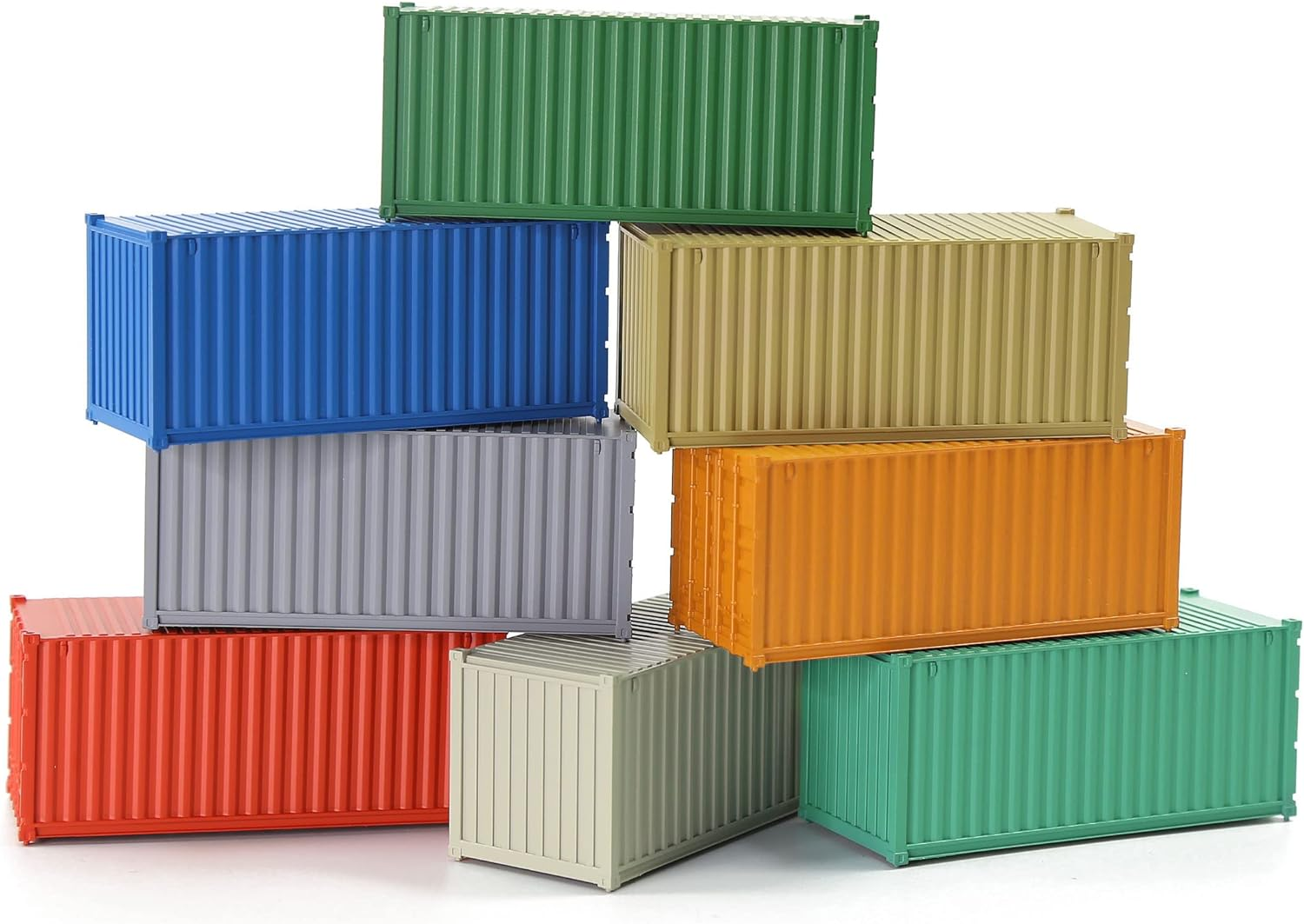 8Pcs Mixed Different 20Ft Freight Container HO Scale Model Train Accessories 1:87 20 Foot Container C8720 image number 5