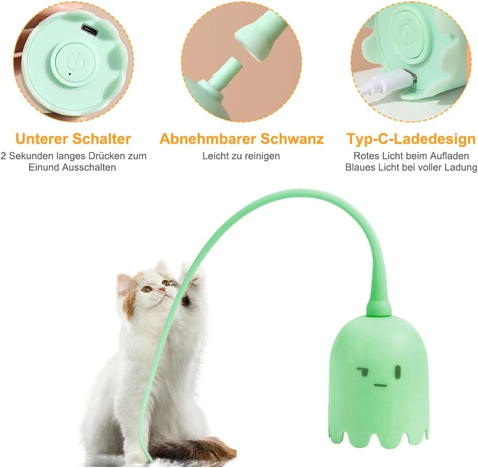 CEWROM Electric Cat Toy, Interactive Cat Toy, Self-Employment with Silicone Tail, Cat Toy for House Cats, Rechargeable Irregular Moving Cat Toy image number 3