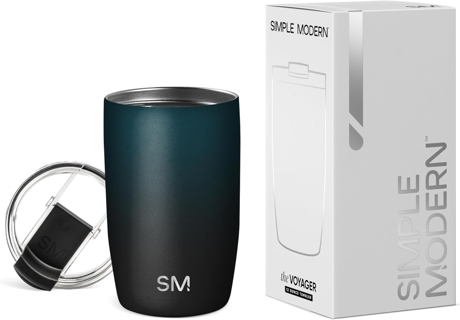 Simple Modern 12Oz Voyager Travel Mug Tumbler W/Clear Flip Lid - Coffee Cup Vacuum Insulated Camping Flask with Lid 18/8 Stainless Steel Hydro Ombre: Moonlight image number 6