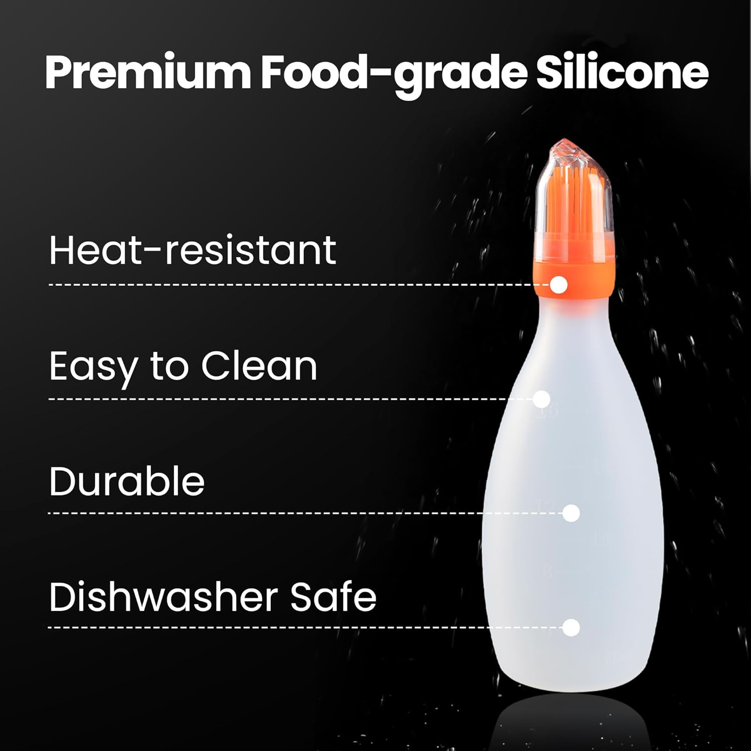 Silicone Pastry Brush, All-In-One Silicone Basting Brush with Sauce Bottle, Heat Resistant BBQ Accessories and Cooking Gadgets, Bpa-Free Oil Dispenser for Cooking, Baking, Grilling (Orange) image number 5