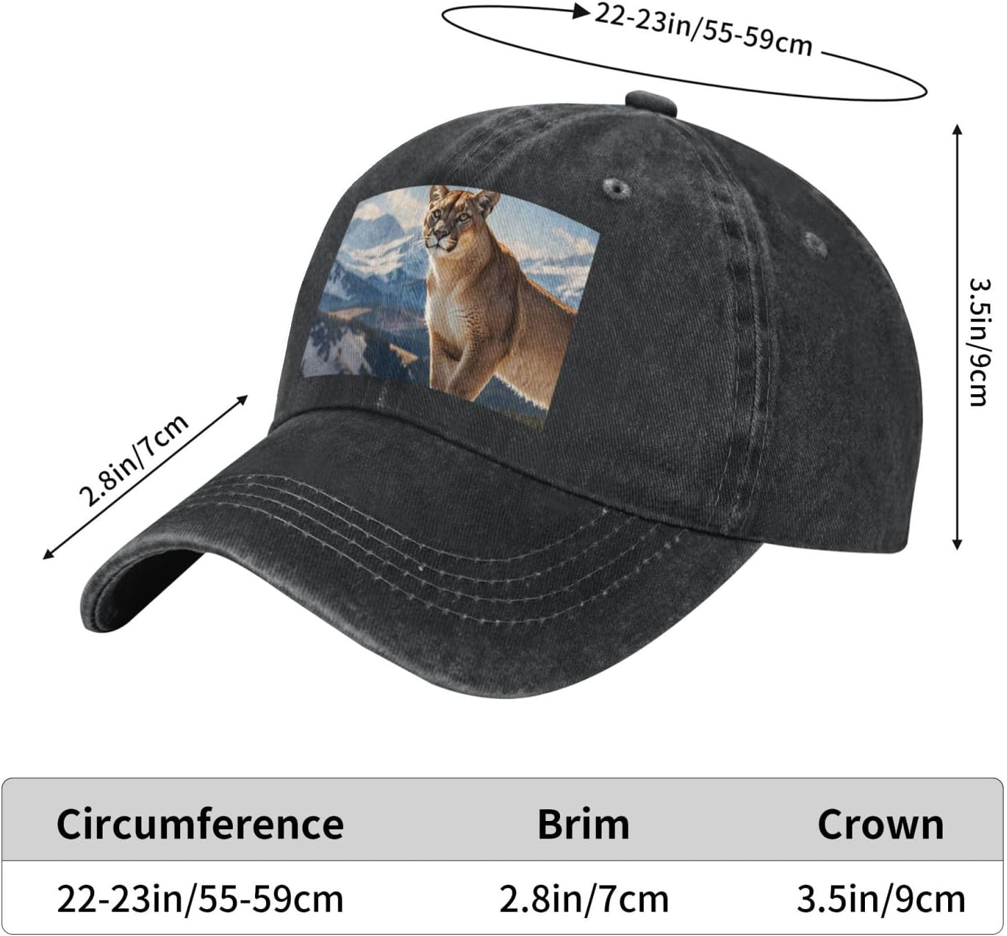 Snapback Trucker Hats Panther Mountain Lion Cowboy Baseball Caps Adjustable Dad Hat Ball Caps for Men Women - Black image number 3