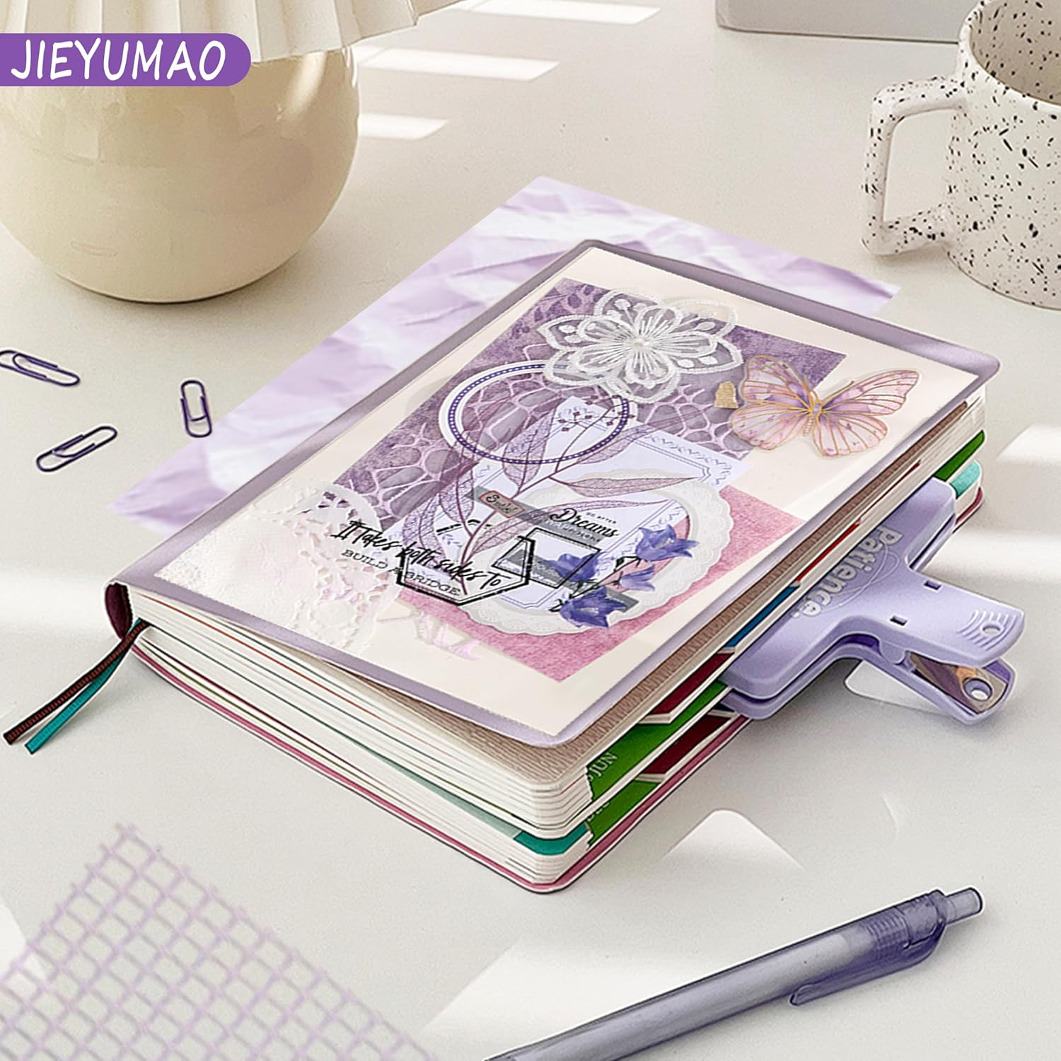 JIEYUMAO 69 Sheets Handmade Scrapbook Paper, 2 Sizes Textured Scrapbook Paper and Mesh Fabric Assorted Set, Multicolor Textured Paper Assorted Set Mixed Special Paper for DIY Craft