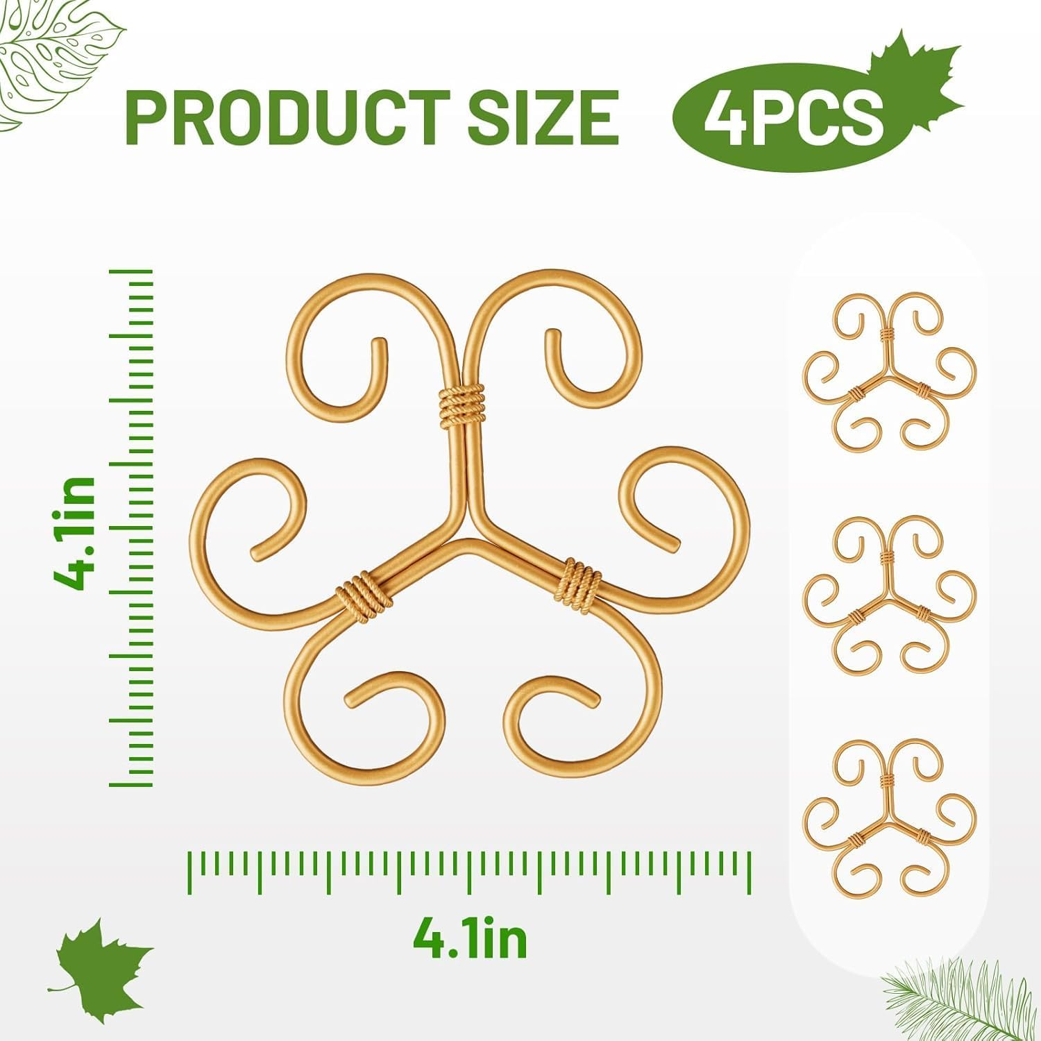 Iron Plant Stem Support, 4 Pcs Plant Support for Monstera &Climbing Plants,Plant Support Stakes for Indoor Plants,Stable Plant Stakes and Supports,Turtle Shell Bamboo Clamp Set for Thriving Growth image number 4