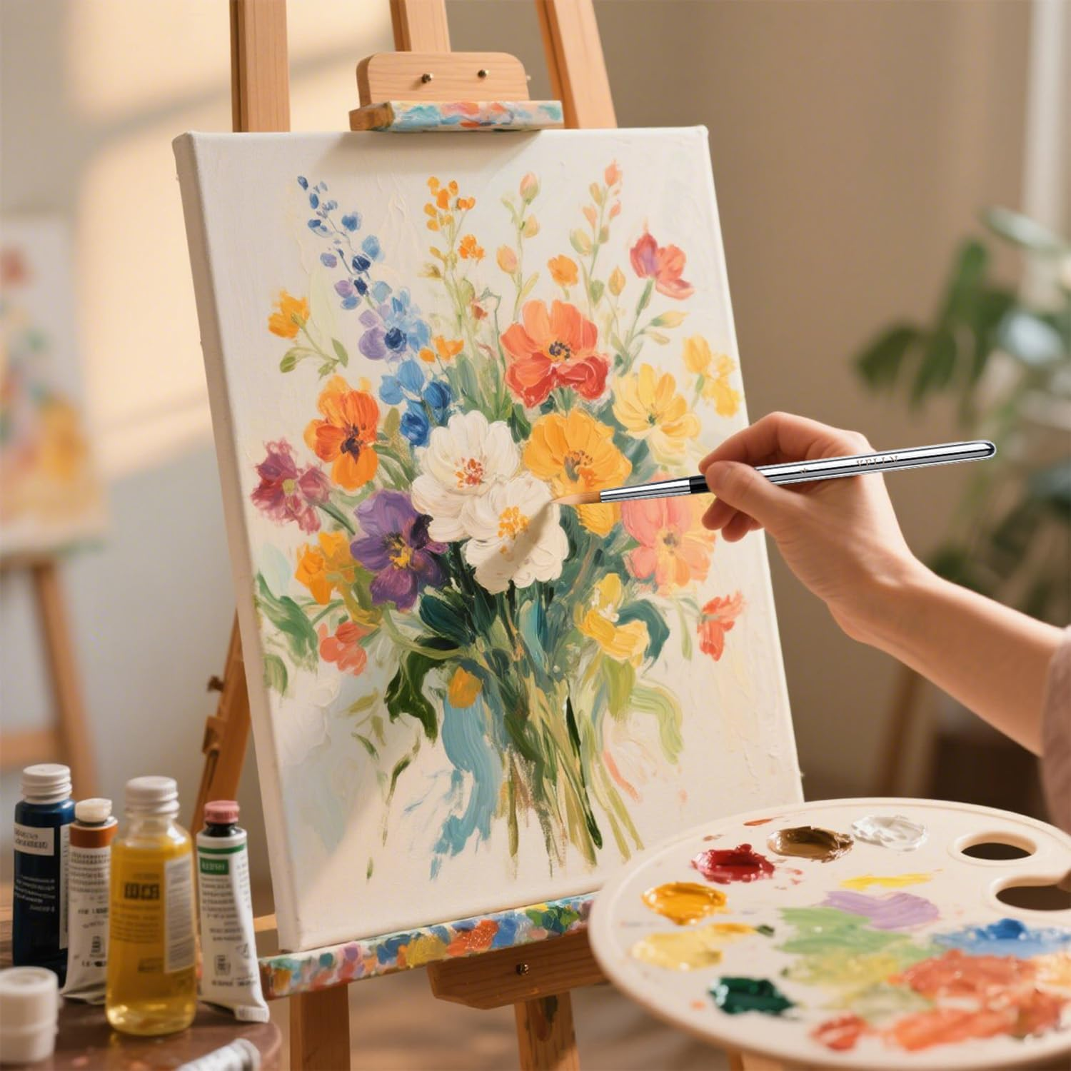 Travel Watercolor Brushes, Travel Kit with Leather Pouch Perfect for Watercolor Acrylics Gouache Ink Painting image number 4