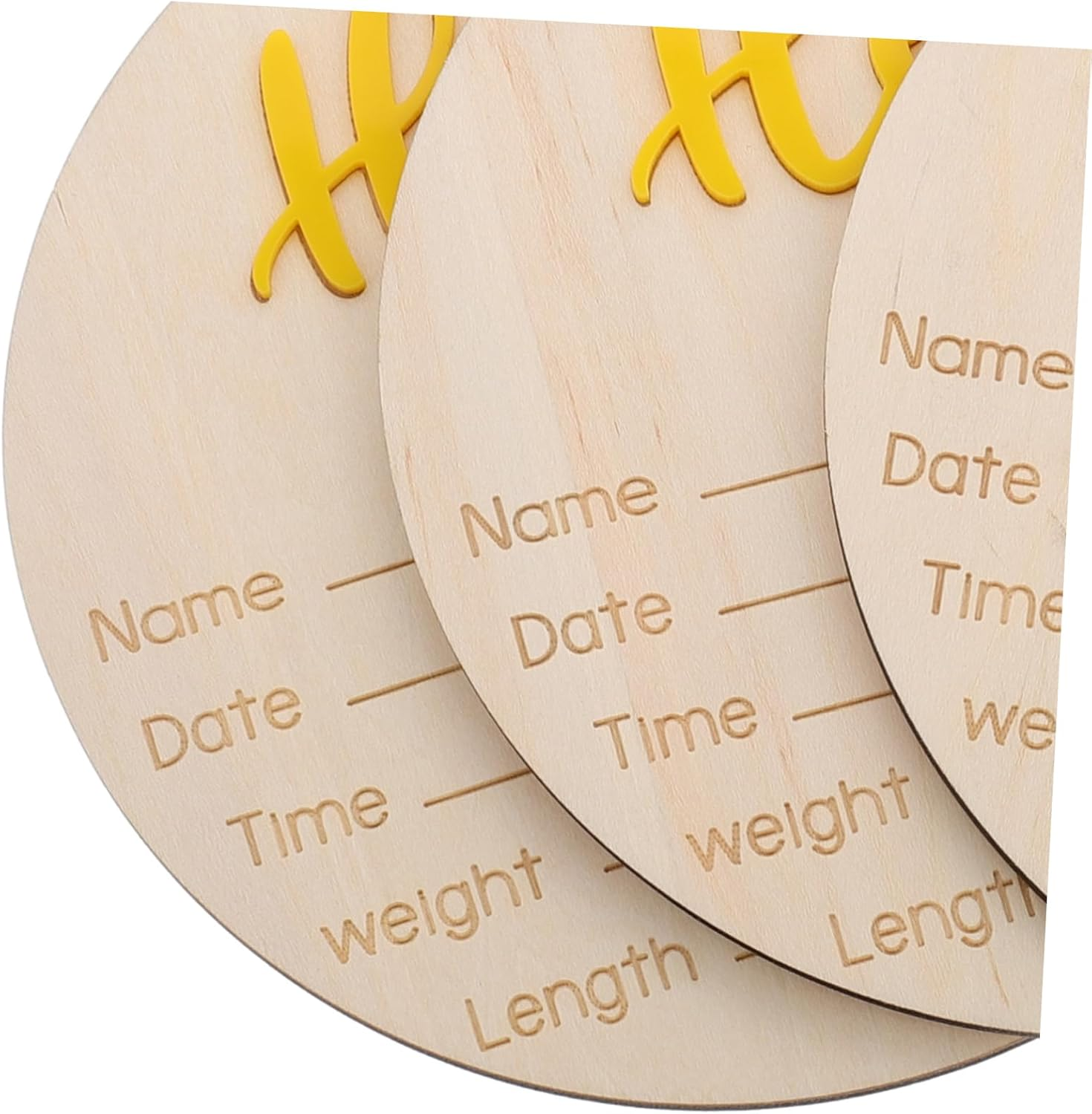 Toddmomy 4Pcs Birth Sign Card Wooden Nursery Announcement Prop for Newborn Arrival Welcome World image number 1