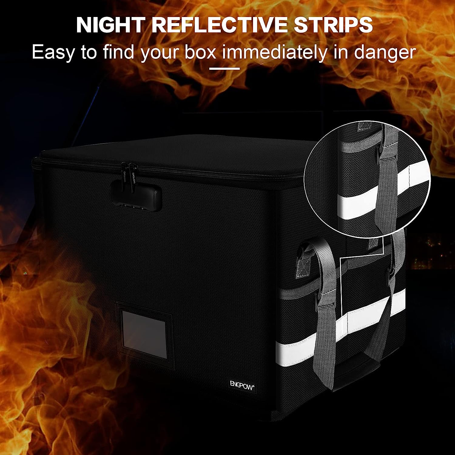 ENGPOW File Box with Lock,Fireproof Box File Storage Organizer Anti-Static Box,Collapsible Fireproof Document Box Filing Box with Handle,Portable Home Office Safe for Hanging Letter/Legal Folder image number 4