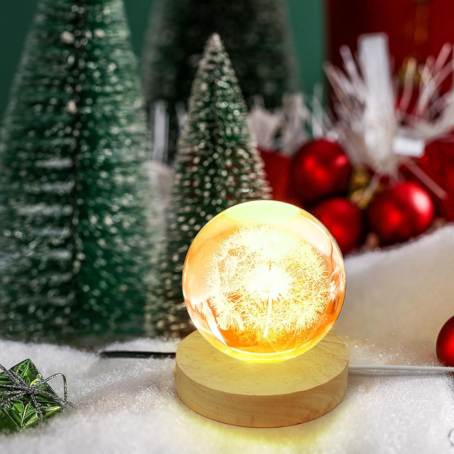 Aepiraza round Led Light Wood Base, 3.94 Inch Wooden Light Stand Base round Wooden Led Lights Display Base Wood Led Lights Display Bases for 3D Crystal Glass Resin Art (Multicolor+Yellow) image number 1