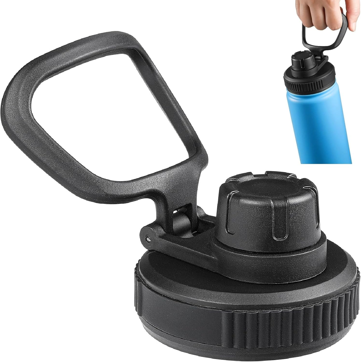 Lid for Hydro Flask Wide Mouth Sport Water Bottles, Spout Lid for Hydroflask 18 Oz 32 Oz 40 Oz Wide Mouth Bottle Lid Replacement Cap (Black) image number 3