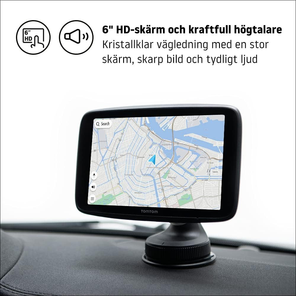 Tomtom Car Sat Nav GO Discover, 6 Inch, with Traffic Congestion and Speed Cam Alerts Thanks to Tomtom Traffic, World Maps, Quick-Updates via Wifi, Parking Availability, Fuel Prices, Click-Drive Mount image number 2