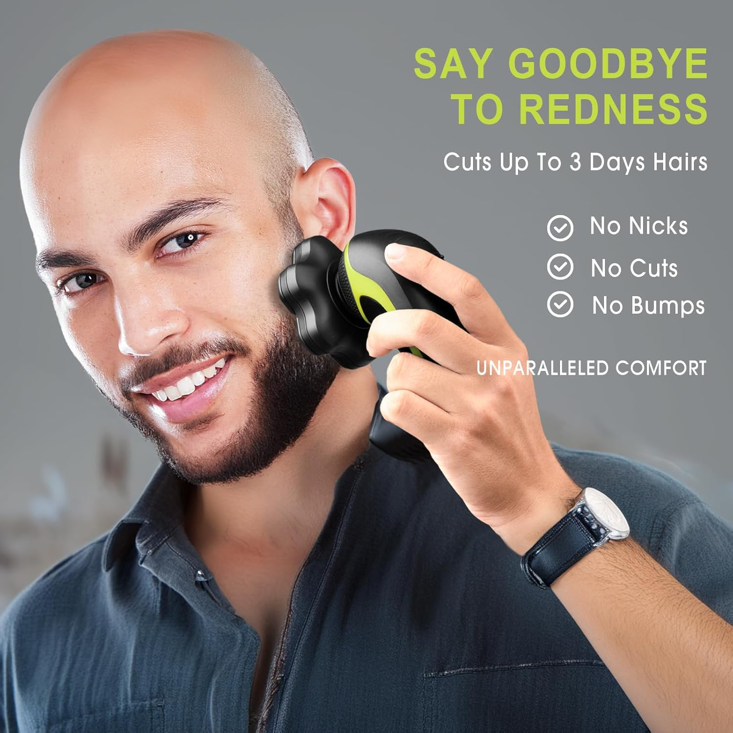 Detachable 7D Head Shavers, Telfun 5-In-1 Electric Razor IPX7 Waterproof for Bald Men, Wet/Dry LED Display Rechargeable 7D Rotary Shaver Grooming Kit with Type-C Charge image number 1