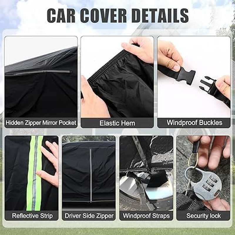 Waterproof Car Cover Compatible with 1962-1967 AC Shelby Cobra 289 427 Accessories, 210T All Weather Car Covers with Zipper&Lock for Car Dust Snow Rain Hail Protection image number 5
