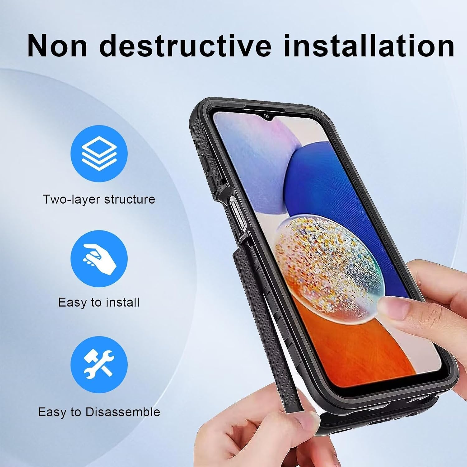 Bnvdfre Mobile Phone Case for Motorola Moto G24 / E14 / G04 / G04S / G24 Power Case and Tempered Glass with Built-In Screen Protector Shockproof Protective Case 360 Degree Full Protection TPU Silicone image number 4