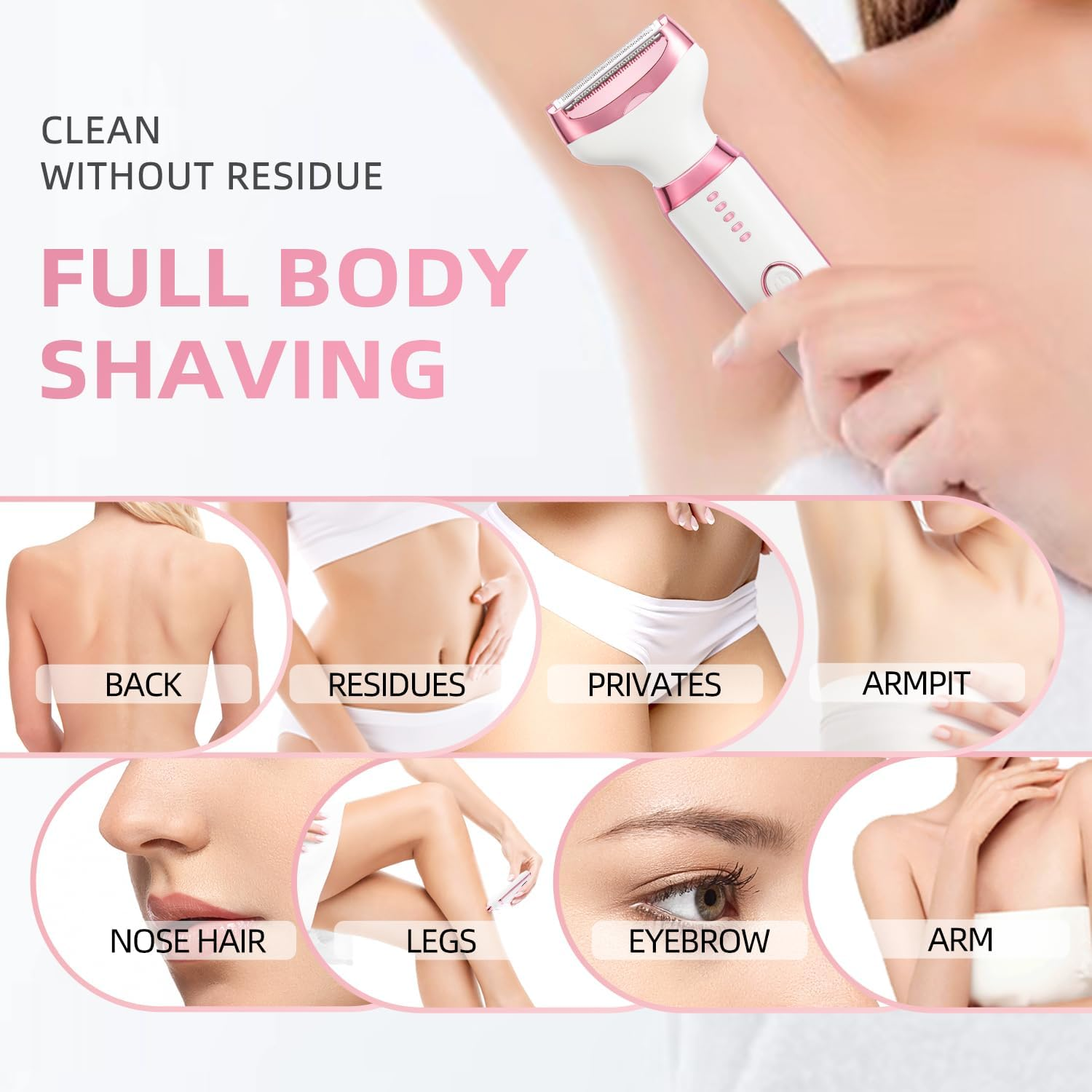 Ourcec Electric Razor Shavers for Women Wet/Dry 5 in 1 Bikini Trimmer Face Razors for Face Nose Eyebrow Arms Armpit Legs Pubic Area Painless Facial Hair Removal image number 2