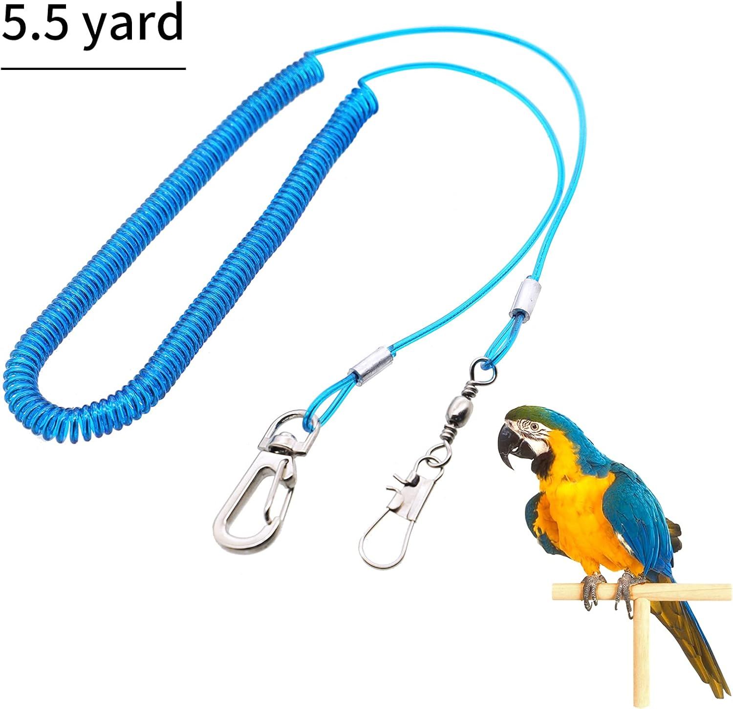Andiker Parrot Flying Rope 5 Meters Parrot Anklet Outdoor Flight Training Elastic Rope Training anti Bite for Agapornis Fischeri Cockatiels image number 1