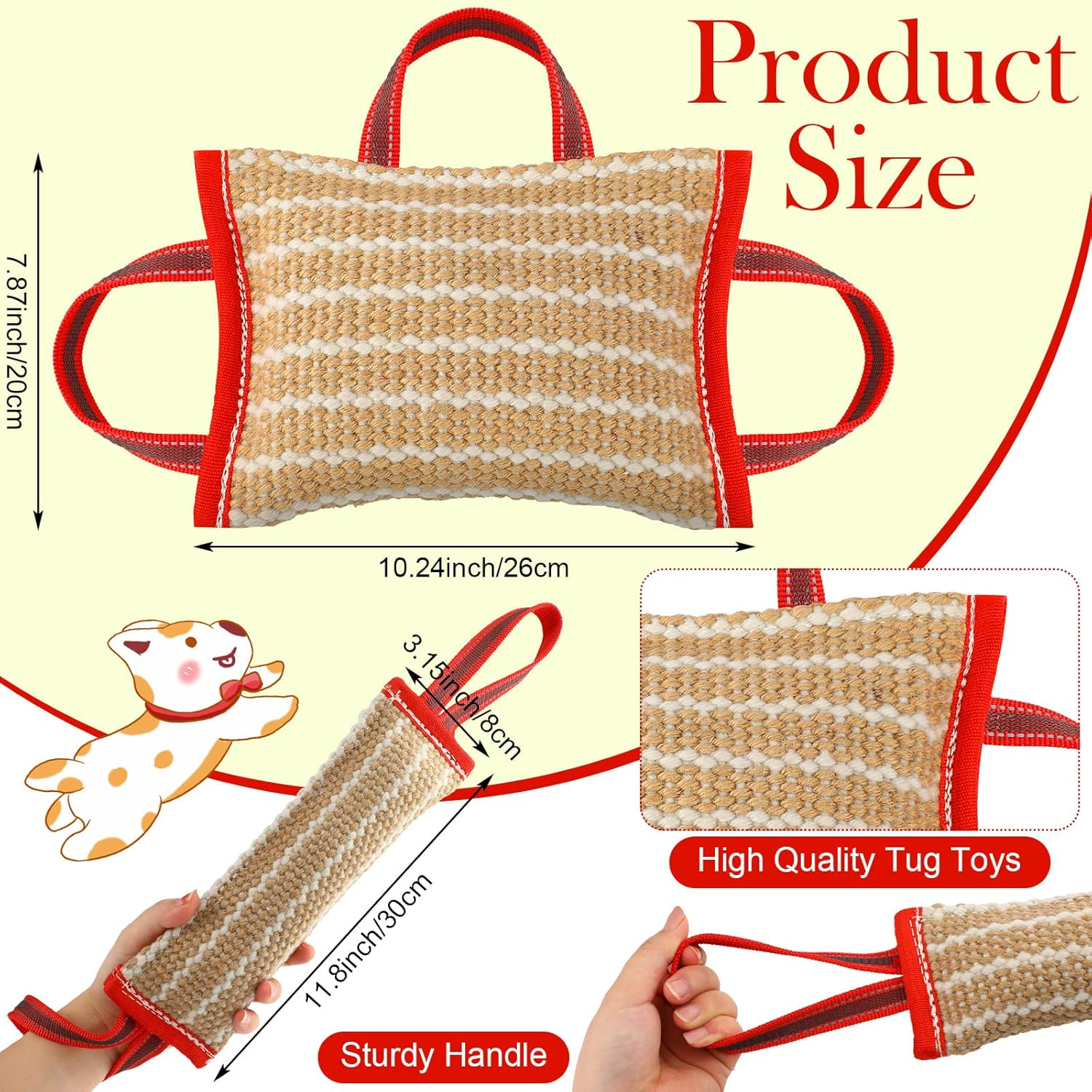 Libima 2 Pcs Dog Bite Pillow Tug Toy Dog Pillow with Strong Handles Tug of War Training Tools Toy Linen Pad for Puppy Young Small Medium Pets Interactive Play Training image number 1