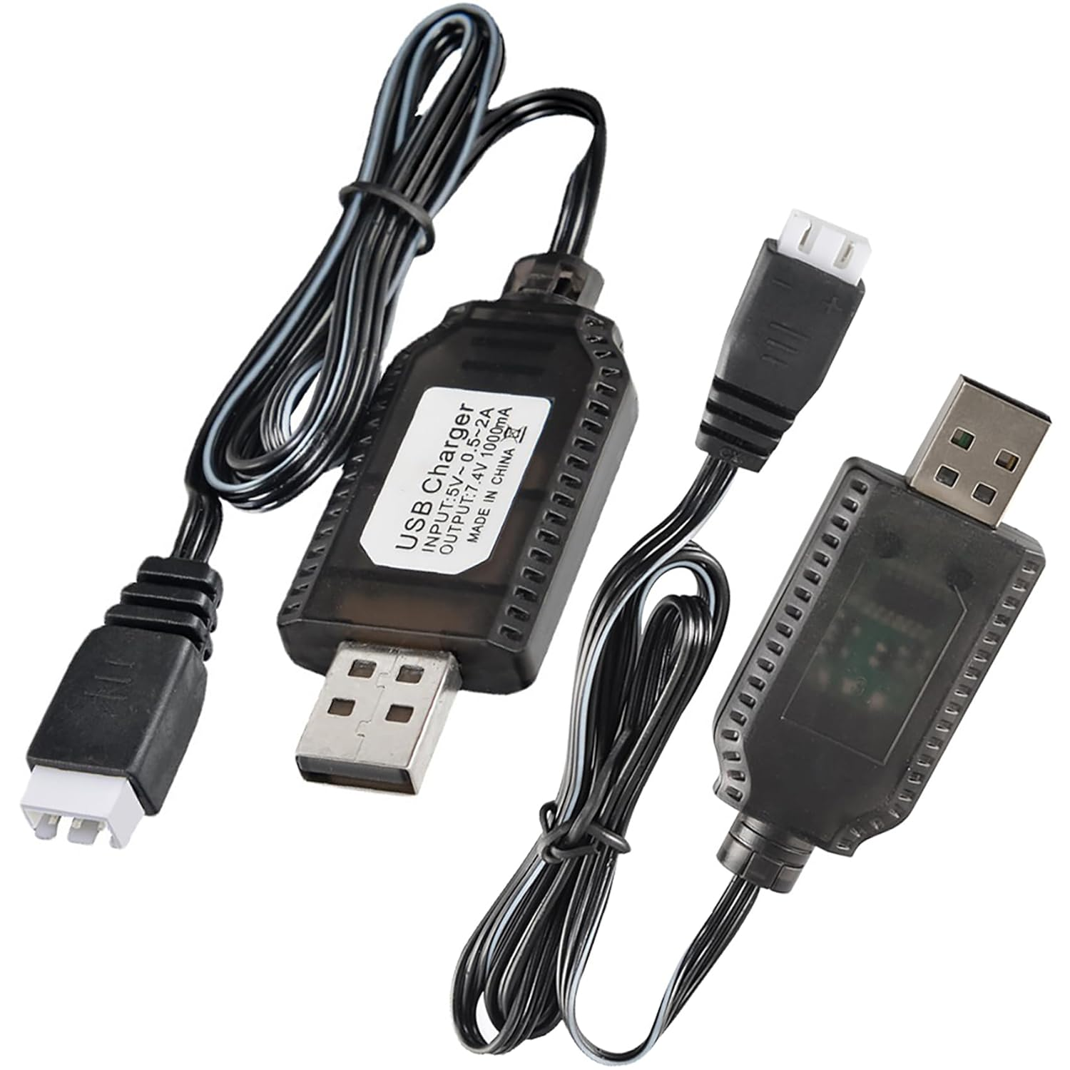 Tunghey 2Pack USB Charger Cable LED Indicator Compatible with 800Ma 2S 7.4V Li-Po Batteries for RC Dro-Nes/Qua-Dcopter/Veh-Icles with XH-3P Connector