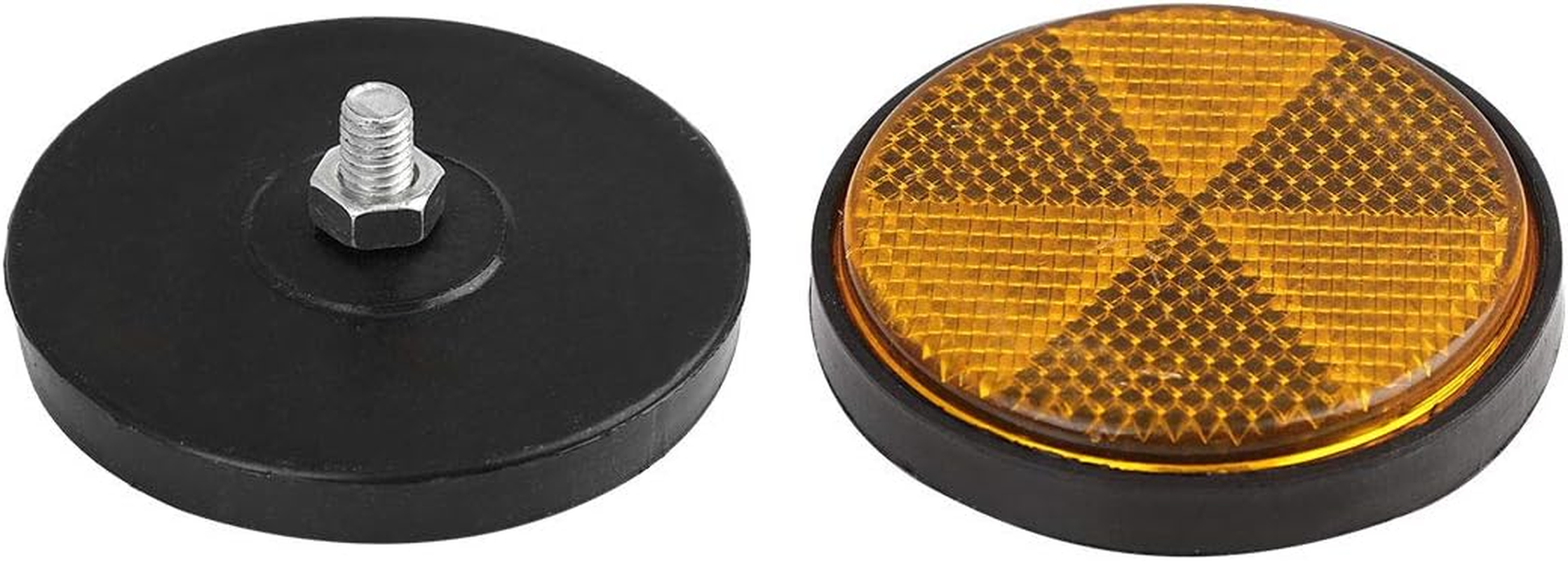 Uxcell 2Pcs 6Mm Yellow Plastic Screw Mount Reflective Warning Motorcycle Reflector image number 2