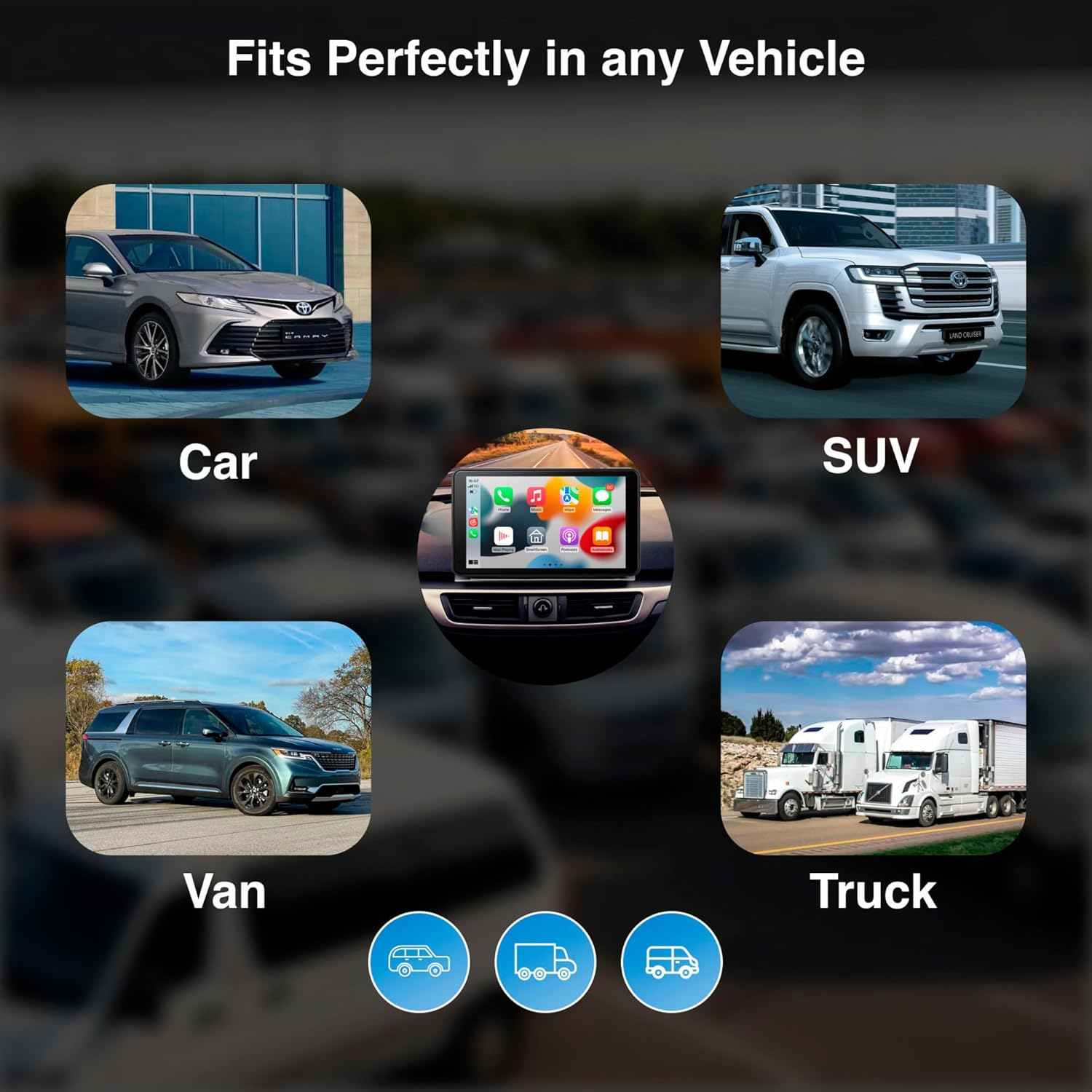 Laser 7-Inch Portable Wireless Carplay/Android Auto Touchscreen, Real-Time Navigation, Voice Control, Bluetooth and Wi-Fi, IPS Display - Supports Bluetooth Transmitter and Apple Carplay Integration image number 4