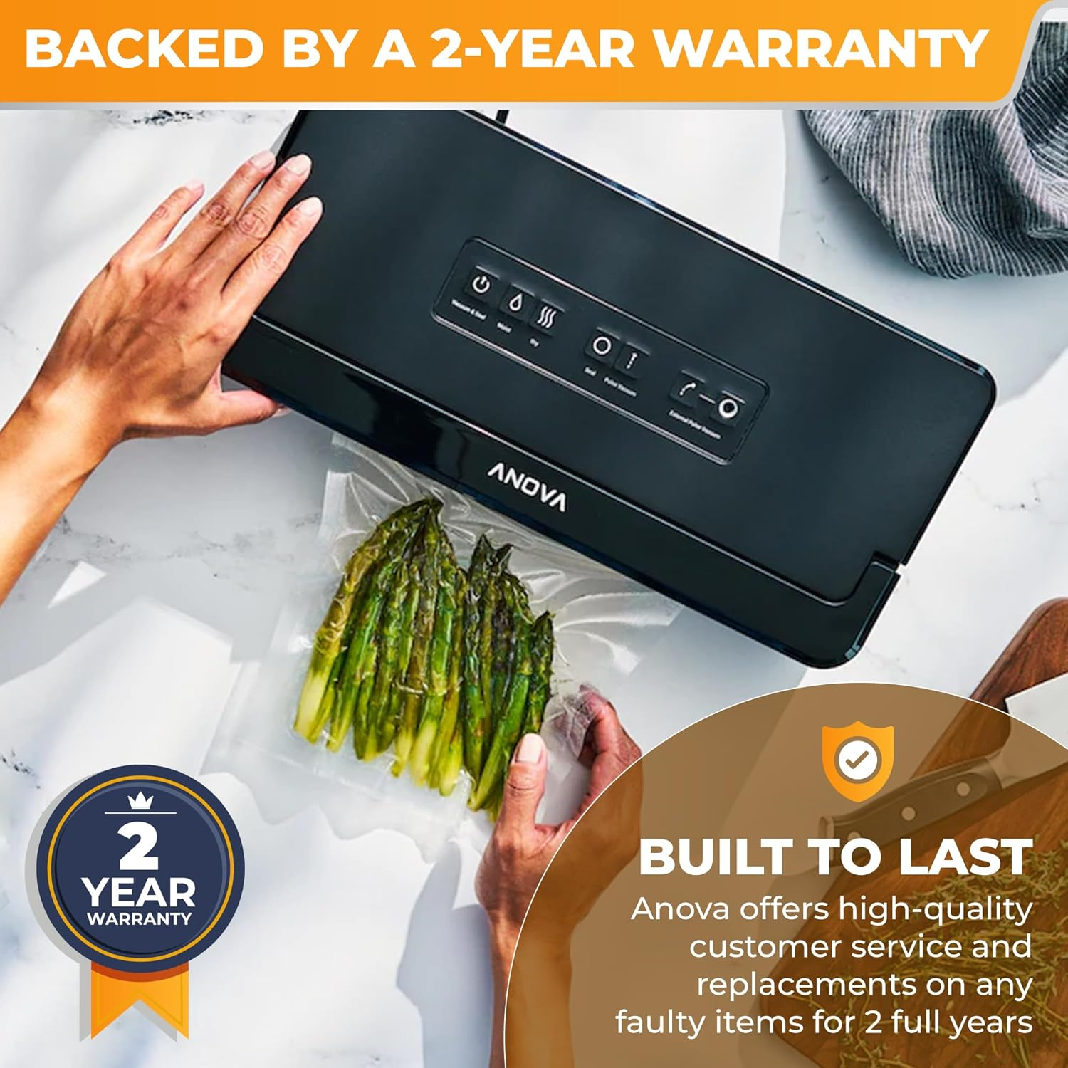 Anova Culinary Precision Vacuum Sealer Pro, Includes 1 Bag Roll, for Sous Vide and Food Storage, Black, Medium, ANVS02-US00 image number 6