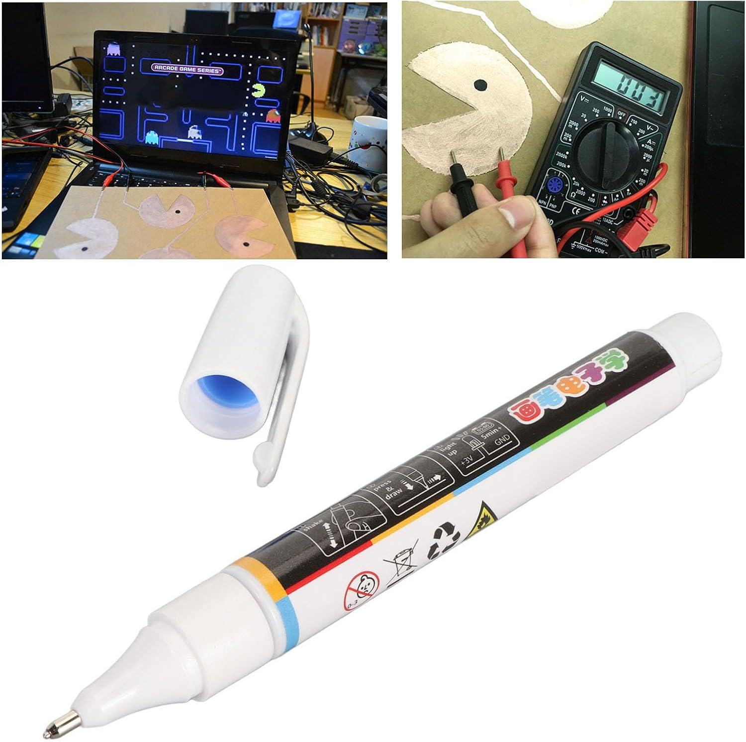 Conductive Ink Pen Experiment Pen 6ML, Durable Adhesion Circuit Repair Quick Drying Portable Conductive Pen for Science Experiment (Gold)