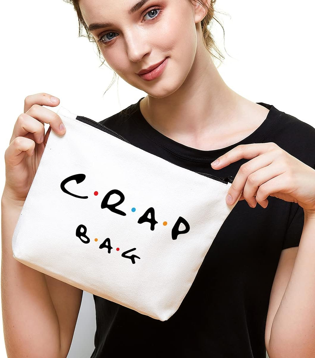 Ihopes+ Natural Reusable Makeup Bag Friends Theme Eco-Friendly Makeup Bag Gifts for Women Men Best Friends, Black