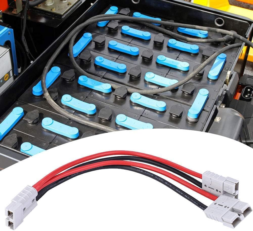 2Pcs Anderson Plug Connector Electric Forklift Charging Plug Large Current 1 to 2 Splitter Quick Connect Disconnect Connector for Battery Harness 300Mm Double Y Extension Adapter 50A Charging Cable image number 6