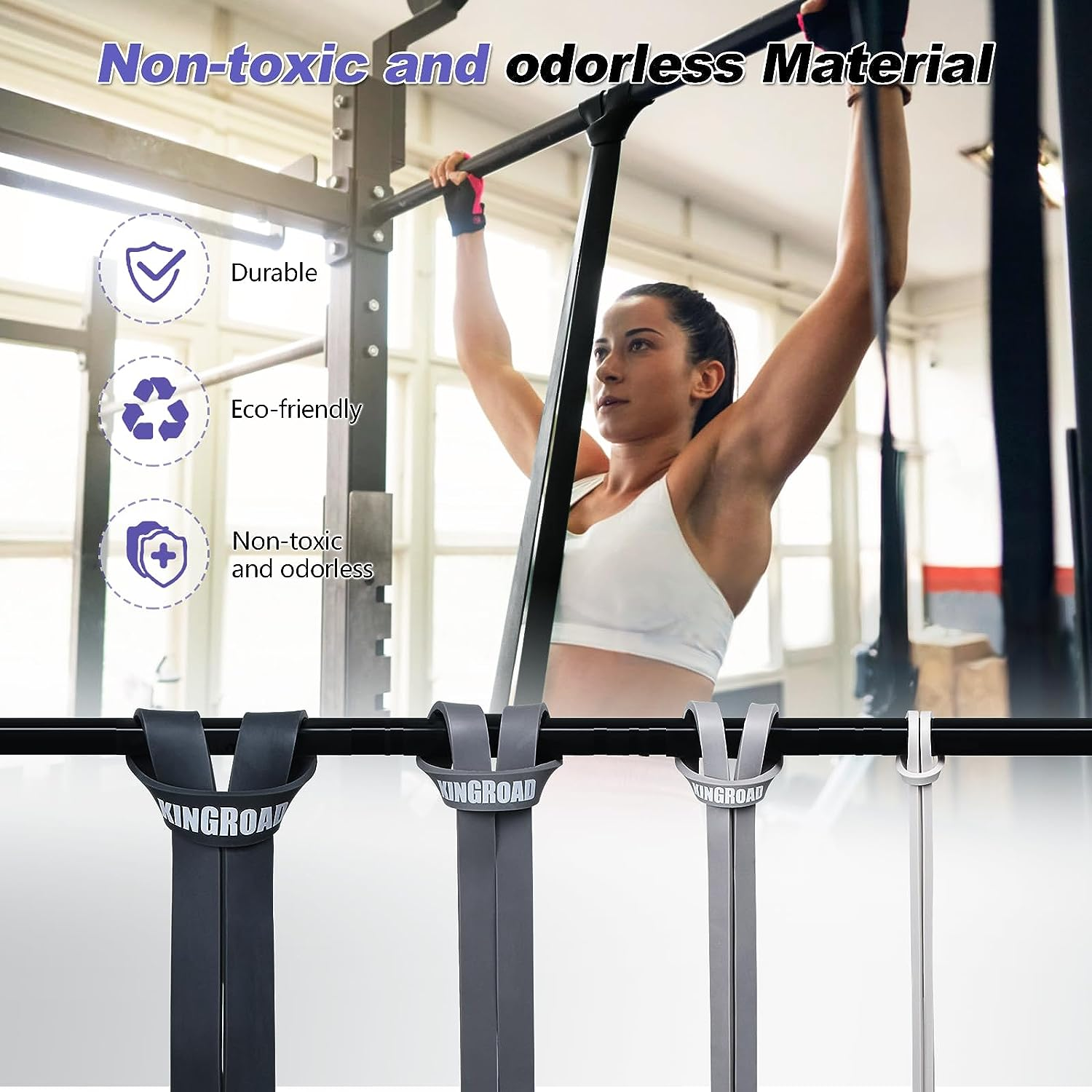 Resistance Band Pull up Assistance Bands,Set of 5 Resistance Heavy Duty Exercise Stretch Fitness Bands for Stretching Power Lifting Workout Training with Instruction Guide