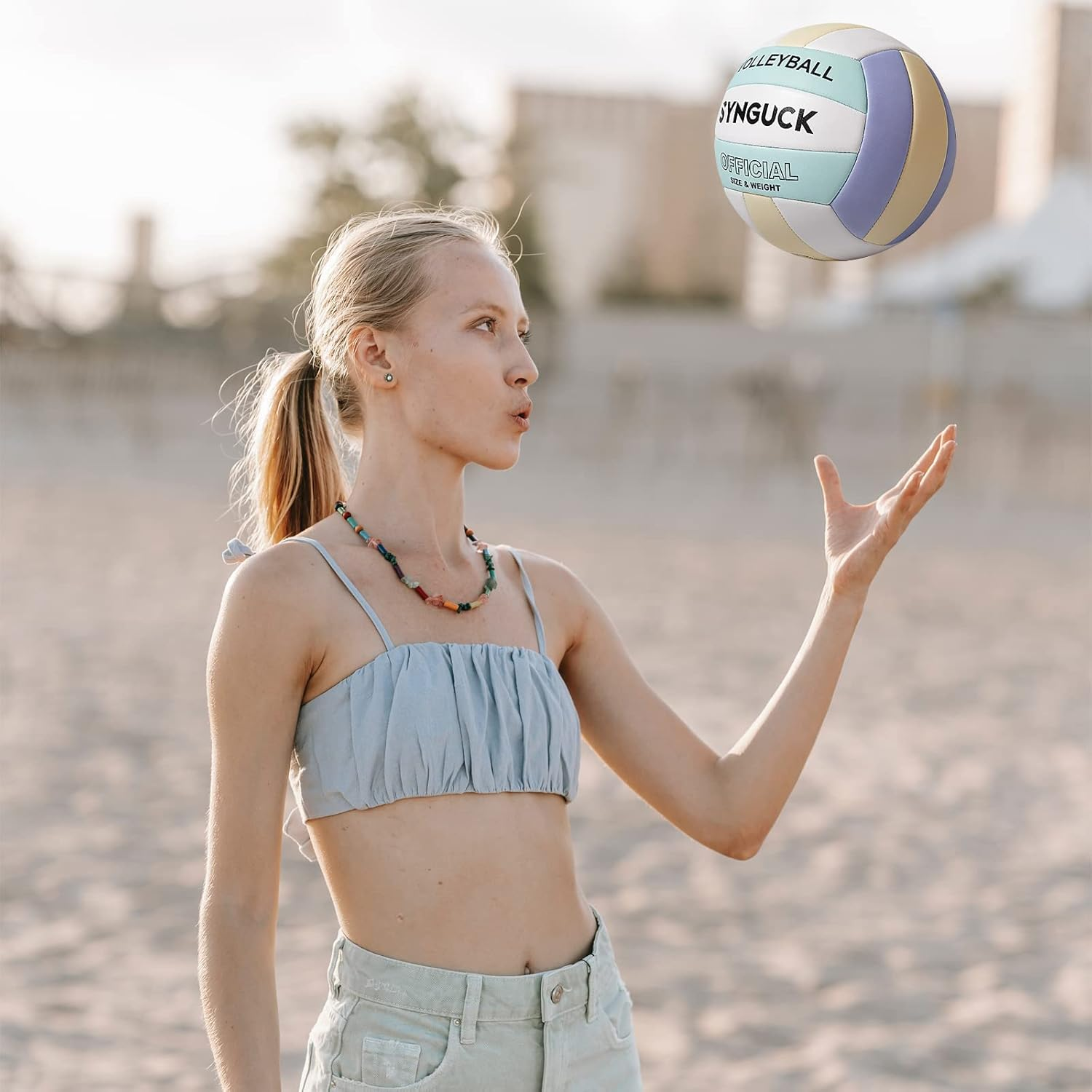 SYNGUCK Size 5 Volleyball,Official Soft Indoor Outdoor Volleyballs Sports Training Game Play Ball for Youth, Teenager, Adult image number 1