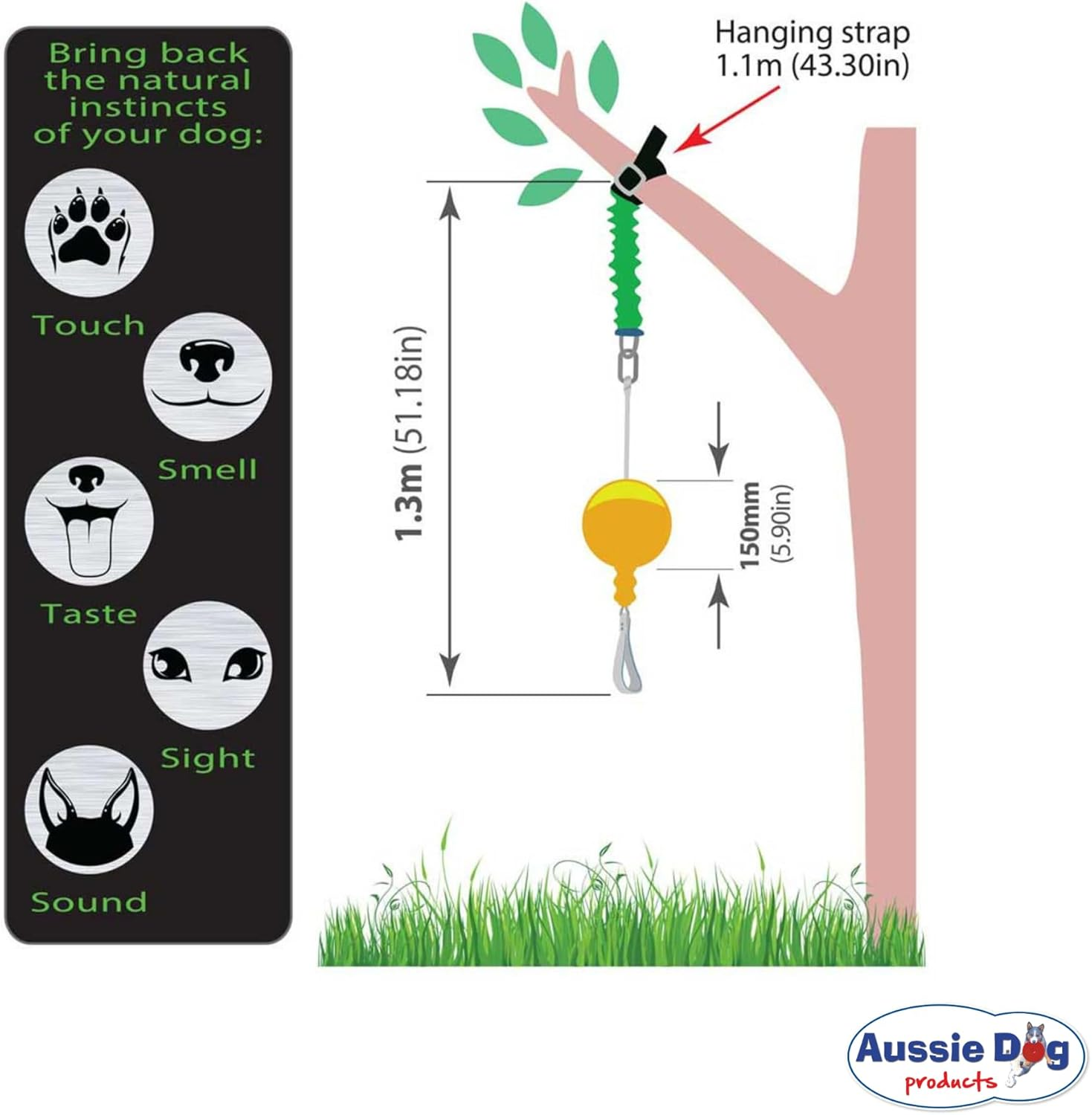 Aussie Dog Home Alone Toy for Medium Dogs (10-30Kg) Interactive Tug & Treat Ball | Mental Stimulation Chew Toy | Food Dispenser for Boredom Relief | Outdoor Durable Hanging Dog Toy image number 2