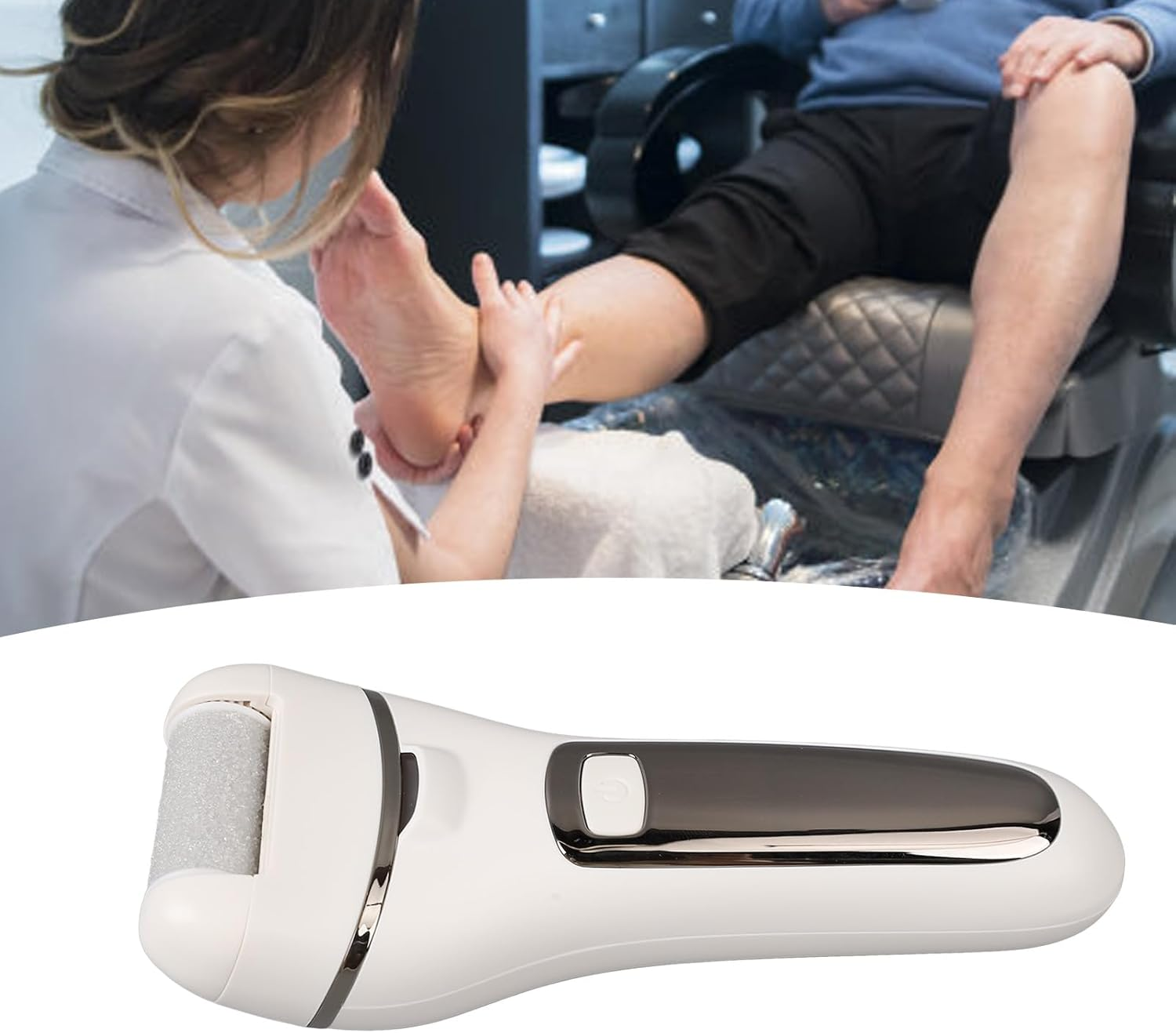 Electric Callus Remover Set Soften Cuticle Foot Scrubber White for Home Spa image number 6