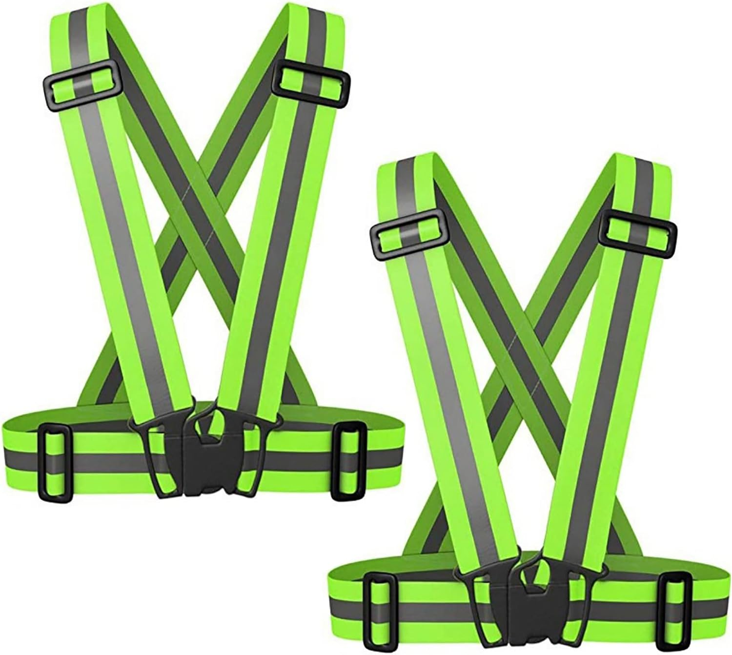 Reflective Safety Vest 2Pcs - High Visibility Vest Adjustable Straps for Outdoor Jogging, Cycling, Walking
