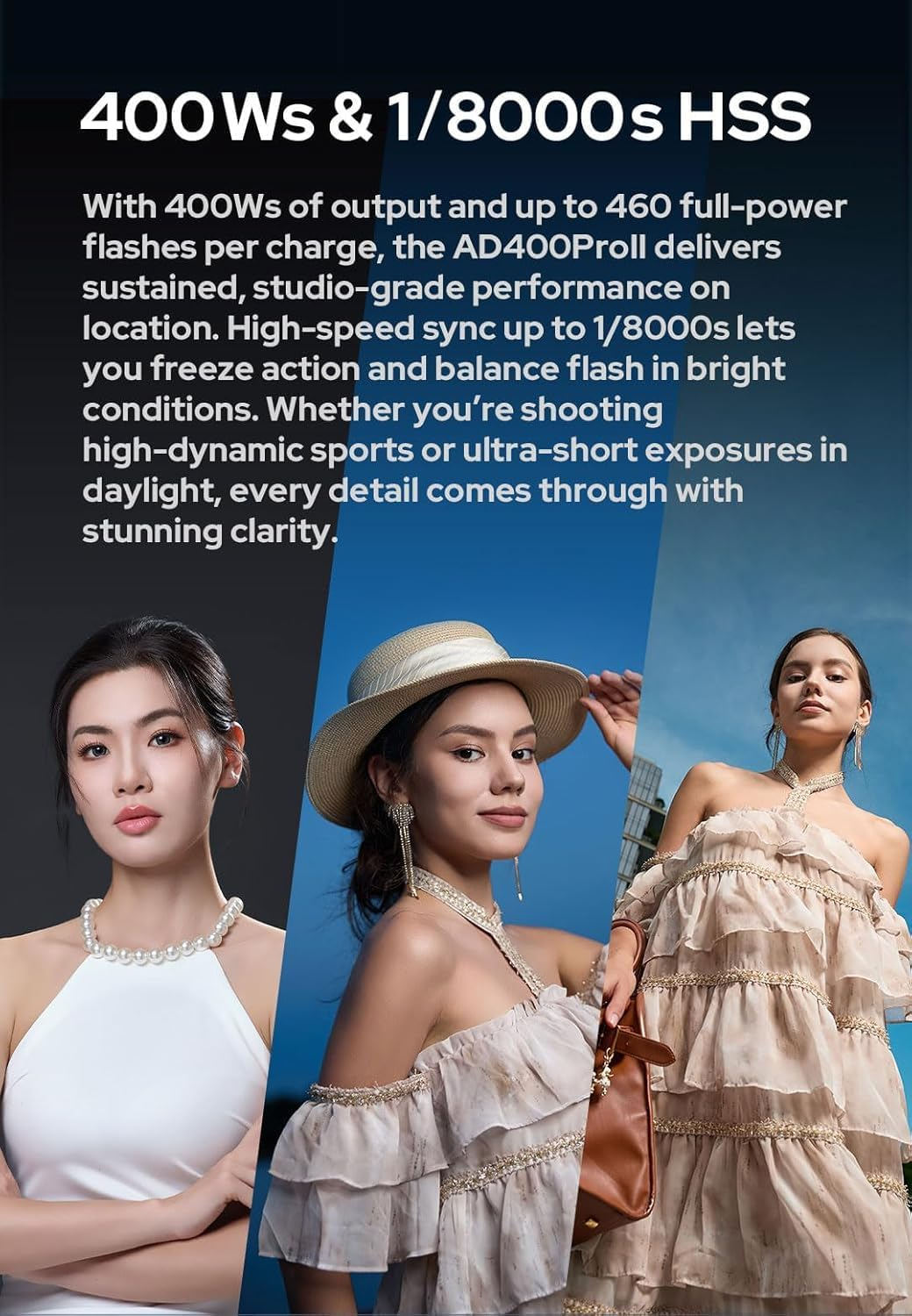 Godox Ad400Pro II 400Ws All-In-One Outdoor Flash, GODOX AD400 Pro II TTL Portable Wireless Strobe Monolight,460 Full Power Pops,0.01&ndash;1S Recycle,1/8000S HSS,30W Bi-Color Led,&plusmn;75K Stable Color image number 2