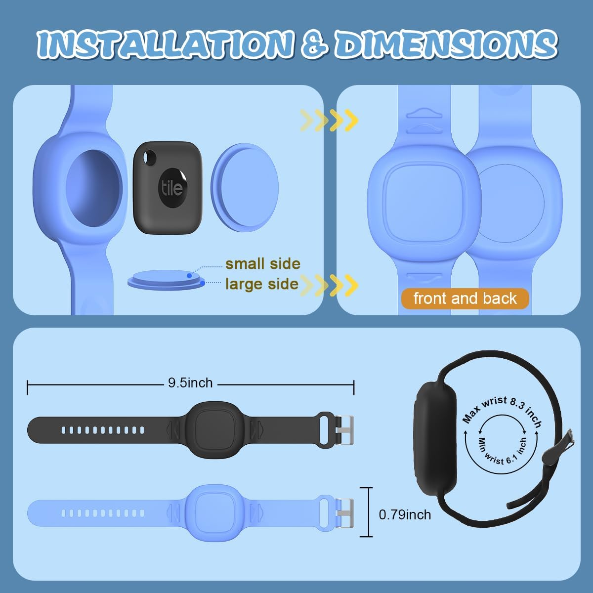 [2 Pack] Compatible for Tile Mate Bracelet Waterproof, Soft Silicone Wristband Holder Full Case Cover for Tile Mate (2022), Hidden Case for Child/Teen/Elderly image number 3