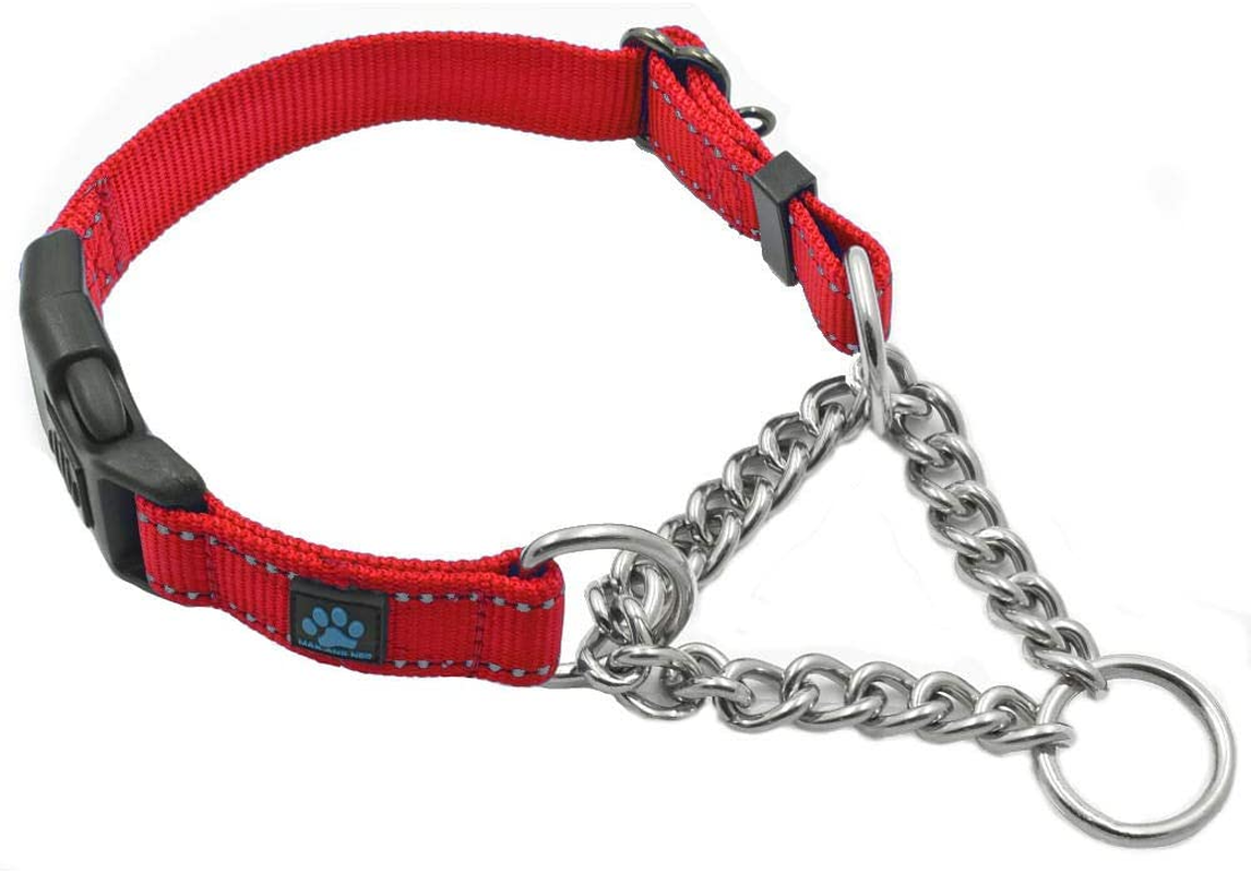 Max and Neo Stainless Steel Chain Martingale Collar - We Donate a Collar to a Dog Rescue for Every Collar Sold (Medium, Teal) image number 4
