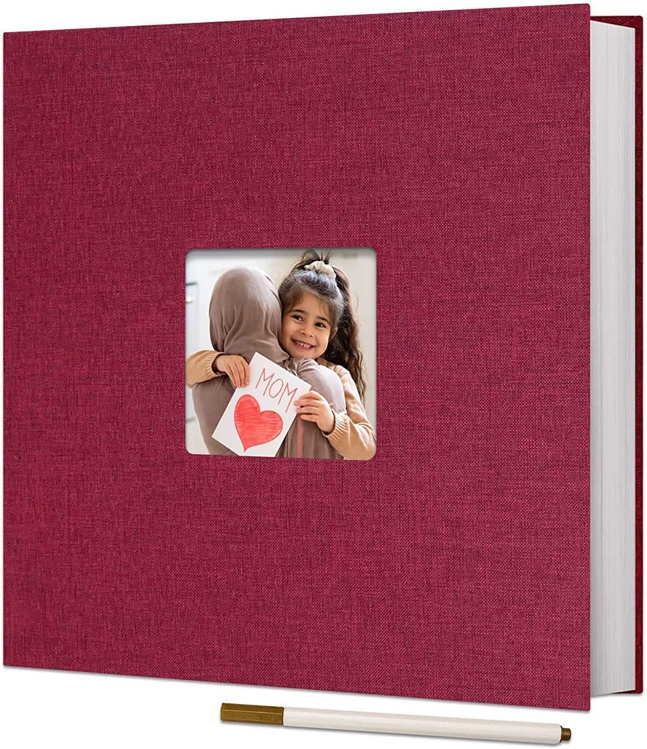 Large Photo Album Self Adhesive for 3X5, 4X6, 5X7, 6X8, 8X10 Pictures Magnetic Scrapbook Album DIY 40 Blank Pages with a Metallic Pen, Blue