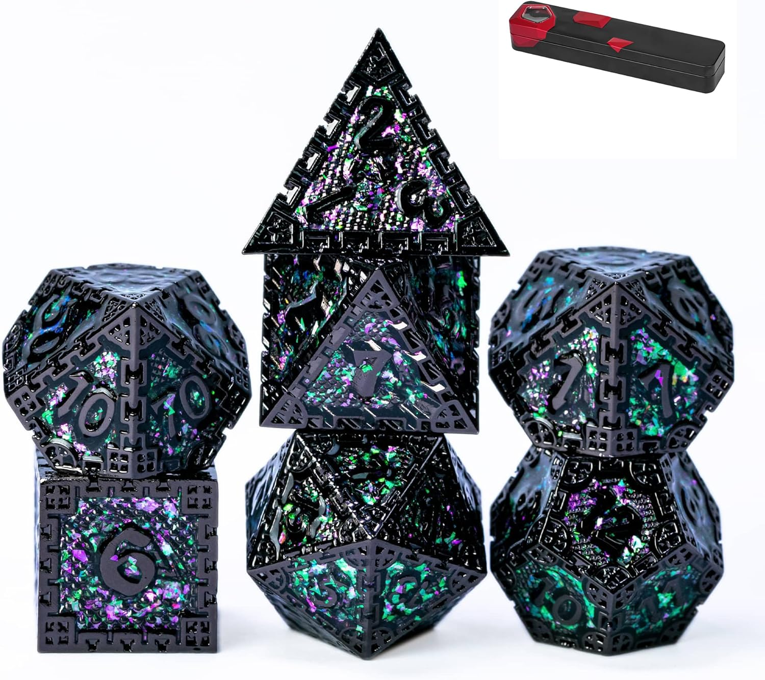 UDIXI Steampunk Style Metal Dice Set 7 Die Polyhedral DND Dice Set D&D Dice for Dungeons and Dragons Role Playing Game and Math Teaching (Ancient Bronze)