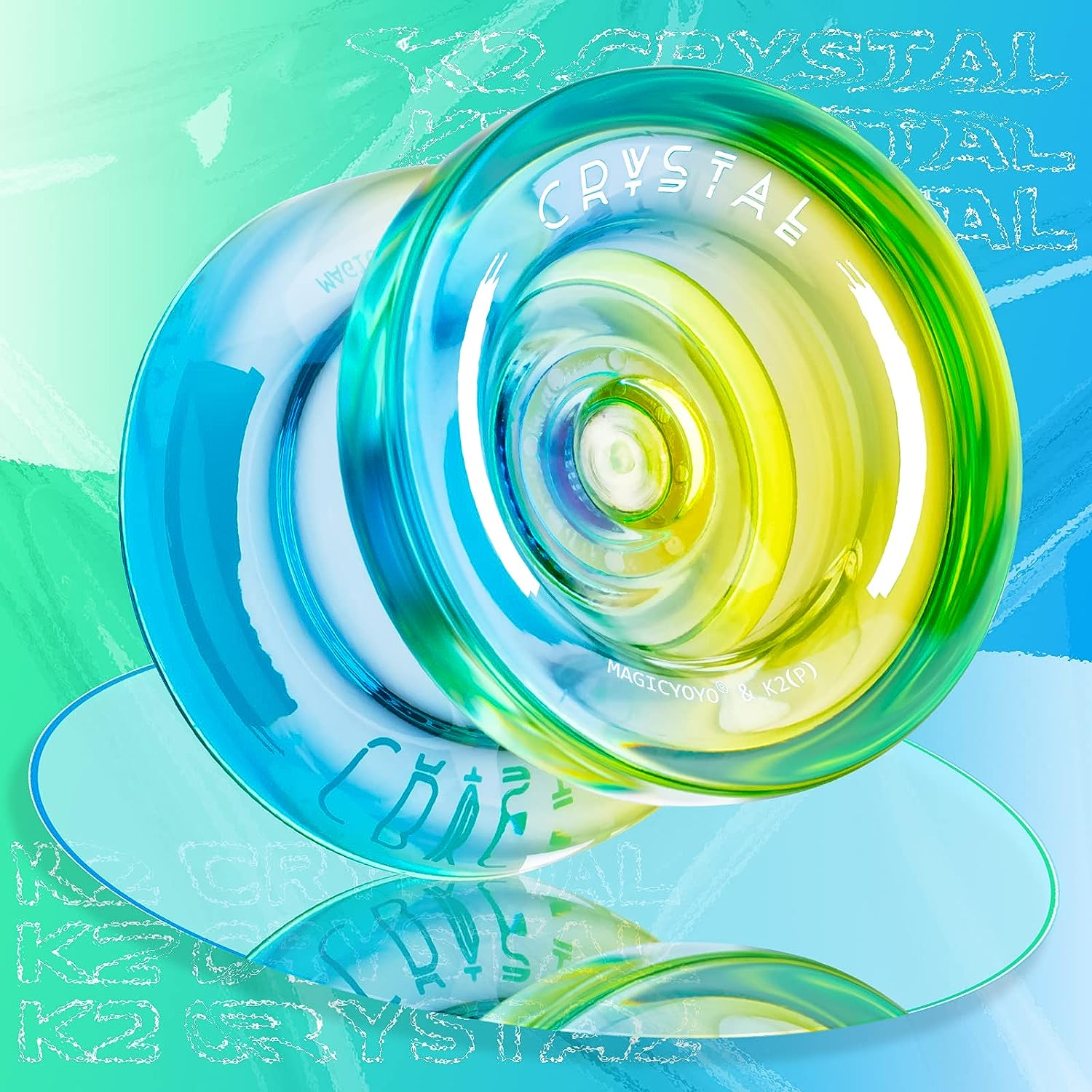 Responsive Yoyo K2 for Kids Beginners, Dual Purpose Yoyo K2 Professional Yoyo Replacement Unresponsive Bearing for Intermediate+1 Bearing Removal Tool+1 Yoyo Storage Bag+12 Yoyo Strings+(Blue Yellow) image number 1